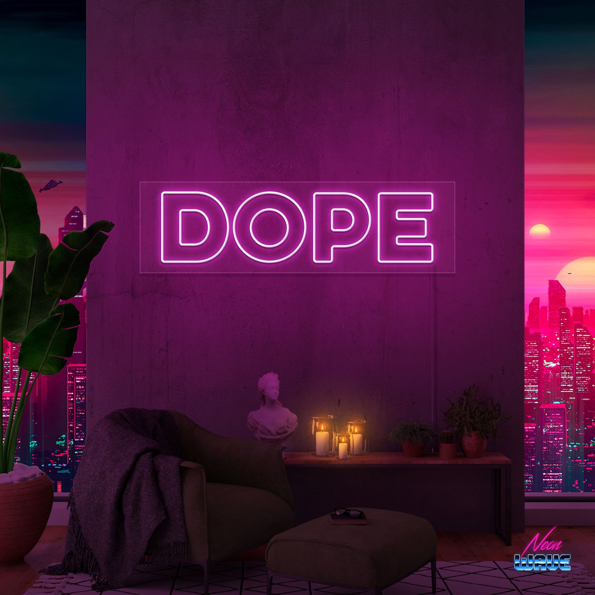 DOPE Neon Sign Neonwave.ch 50cm Pink 