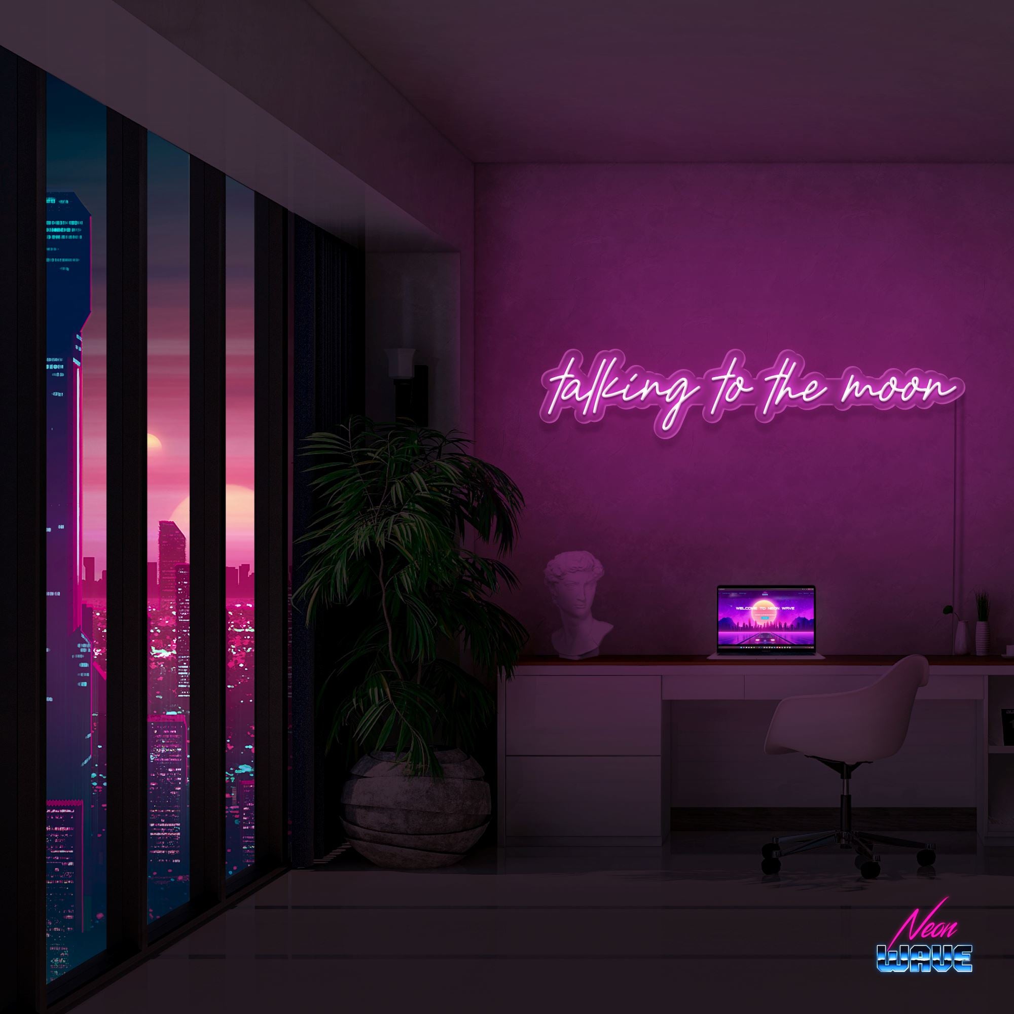 Talking to the moon Neon Sign Neonwave.ch 100cm Pink 