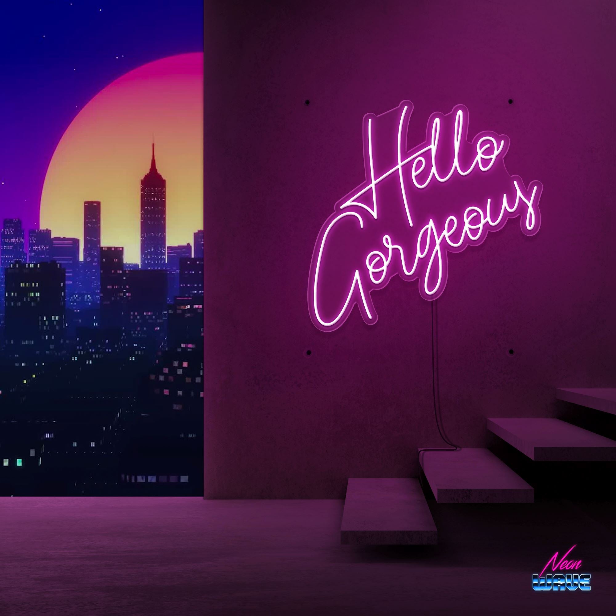 HELLO GORGEOUS Neon Sign Neonwave.ch 75cm Pink 