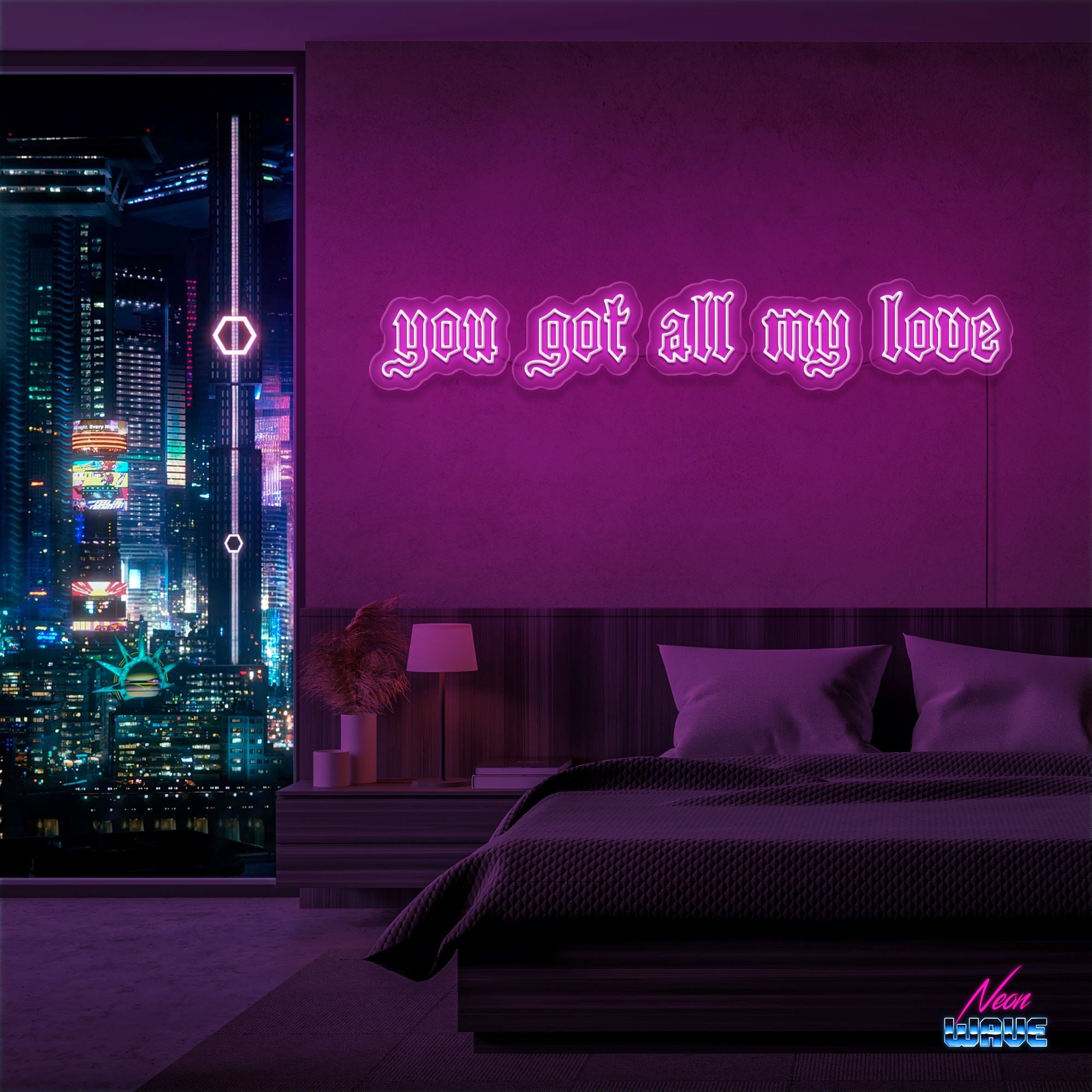 you got all my love Neon Sign Neonwave.ch 125cm Pink 