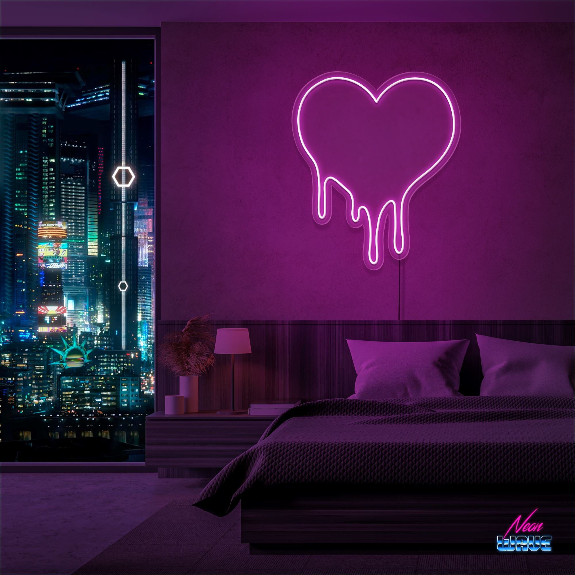 DRIPPING HEART ♡ Neon Sign Neonwave.ch 50cm Pink 