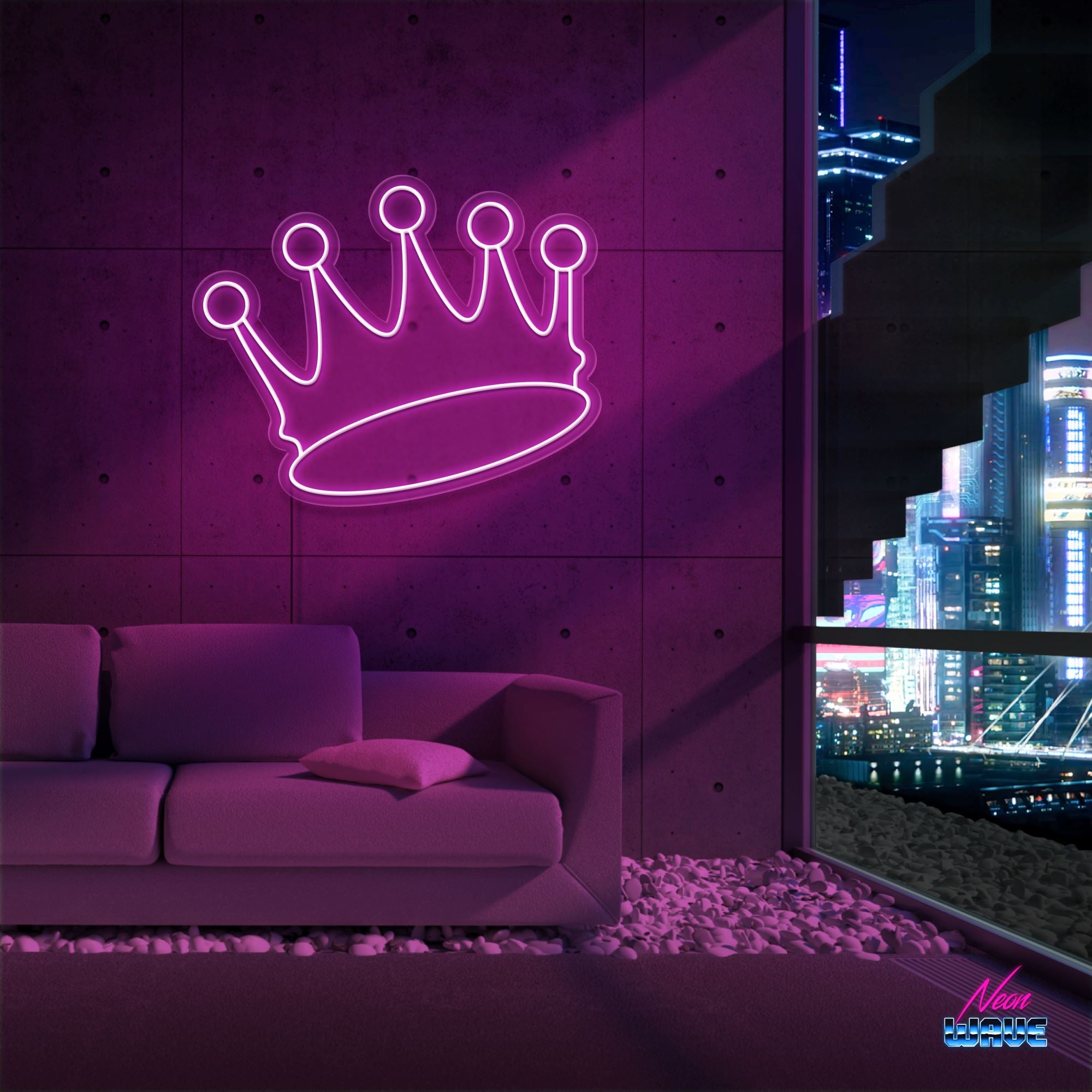 Crown ♕ Neon Sign Neonwave.ch 50cm Pink 