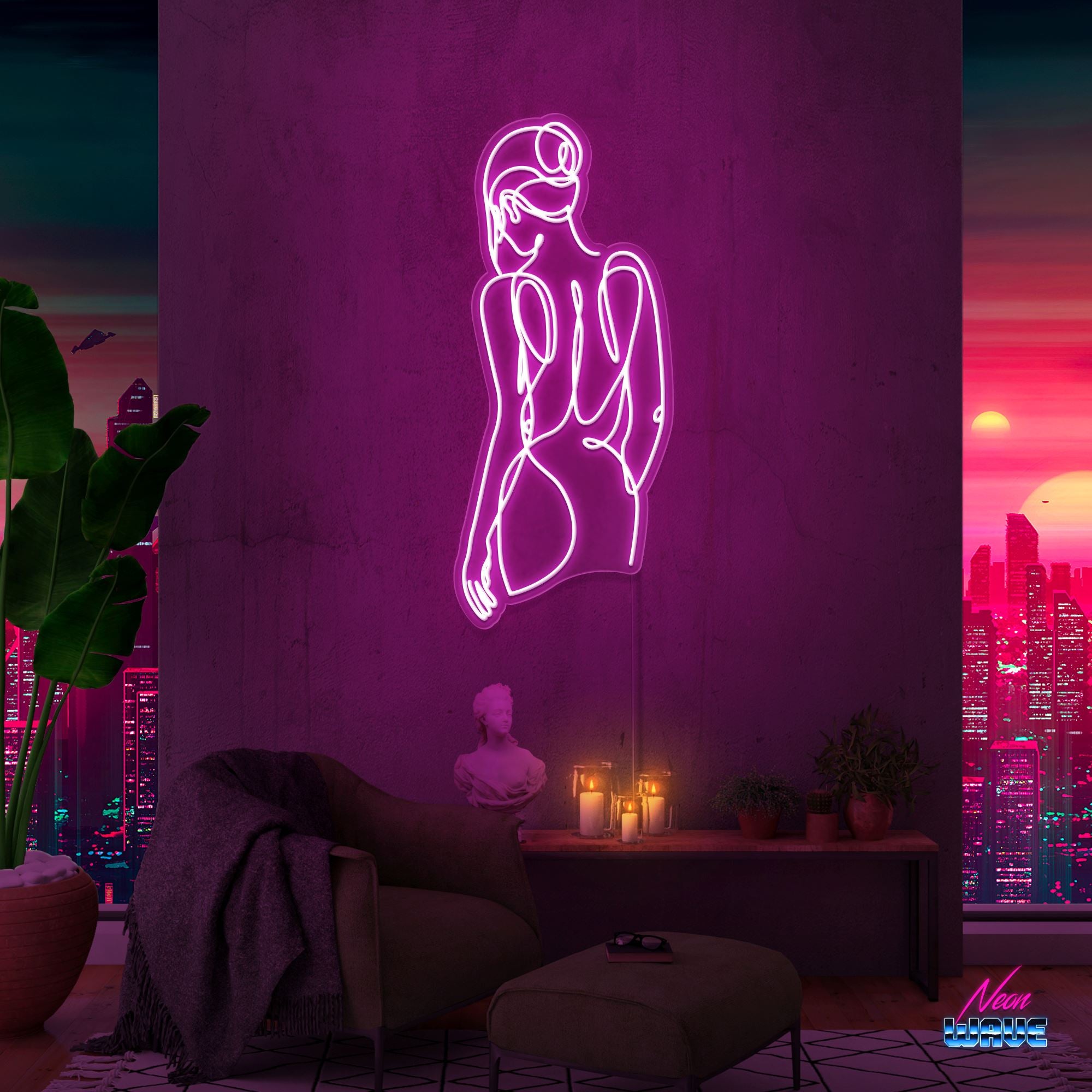 Woman Silhouette Neon Sign Neonwave.ch 150 cm Pink 