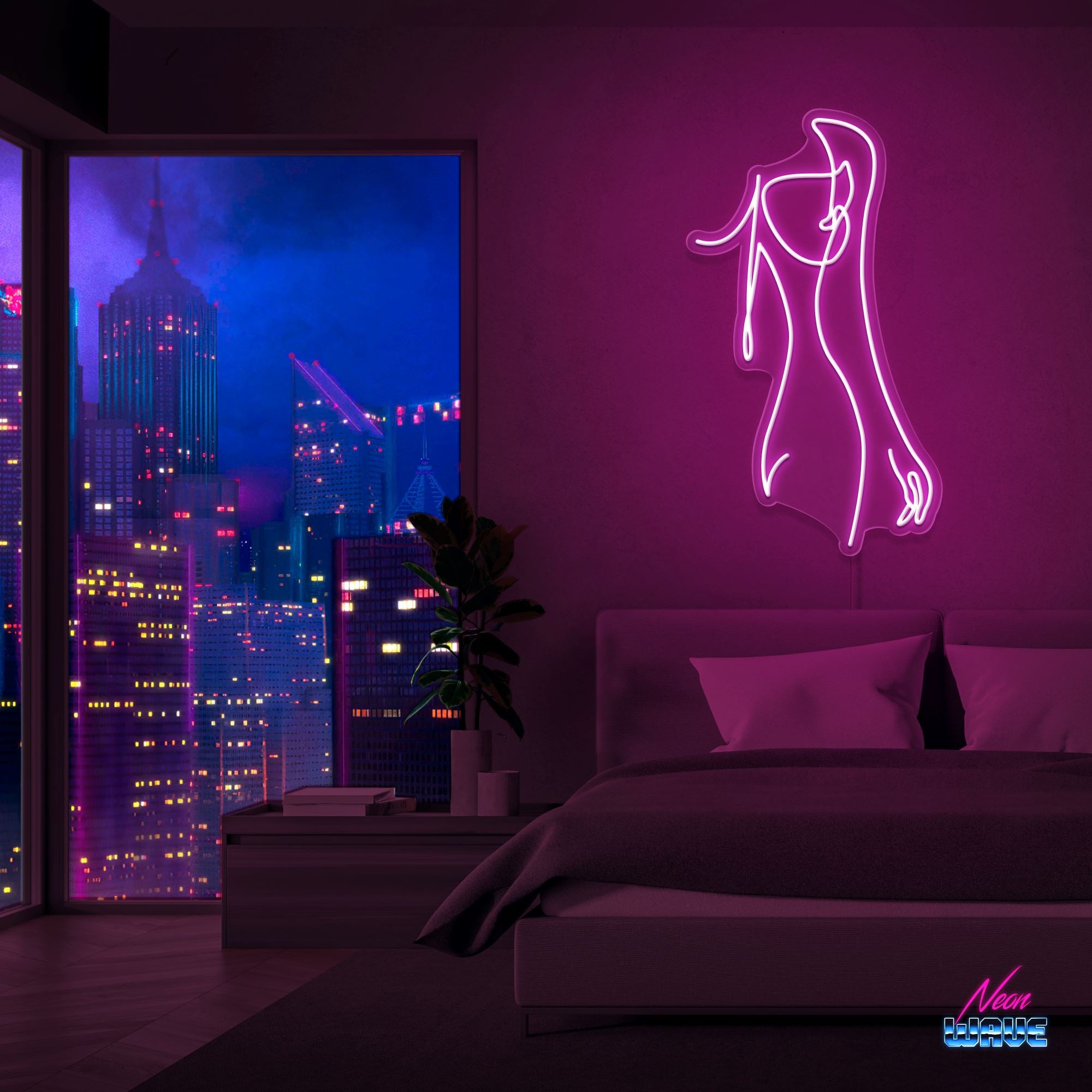 Body Silhouette Neon Sign Neonwave.ch 75 cm Pink 