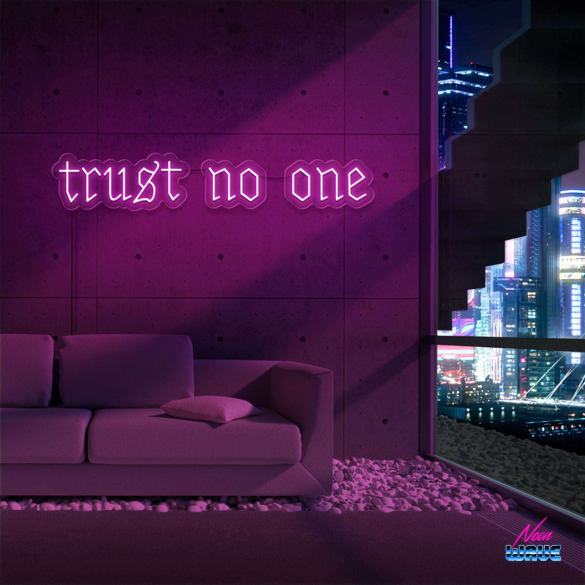 trust no one Neon Sign Neonwave.ch 50cm Pink 