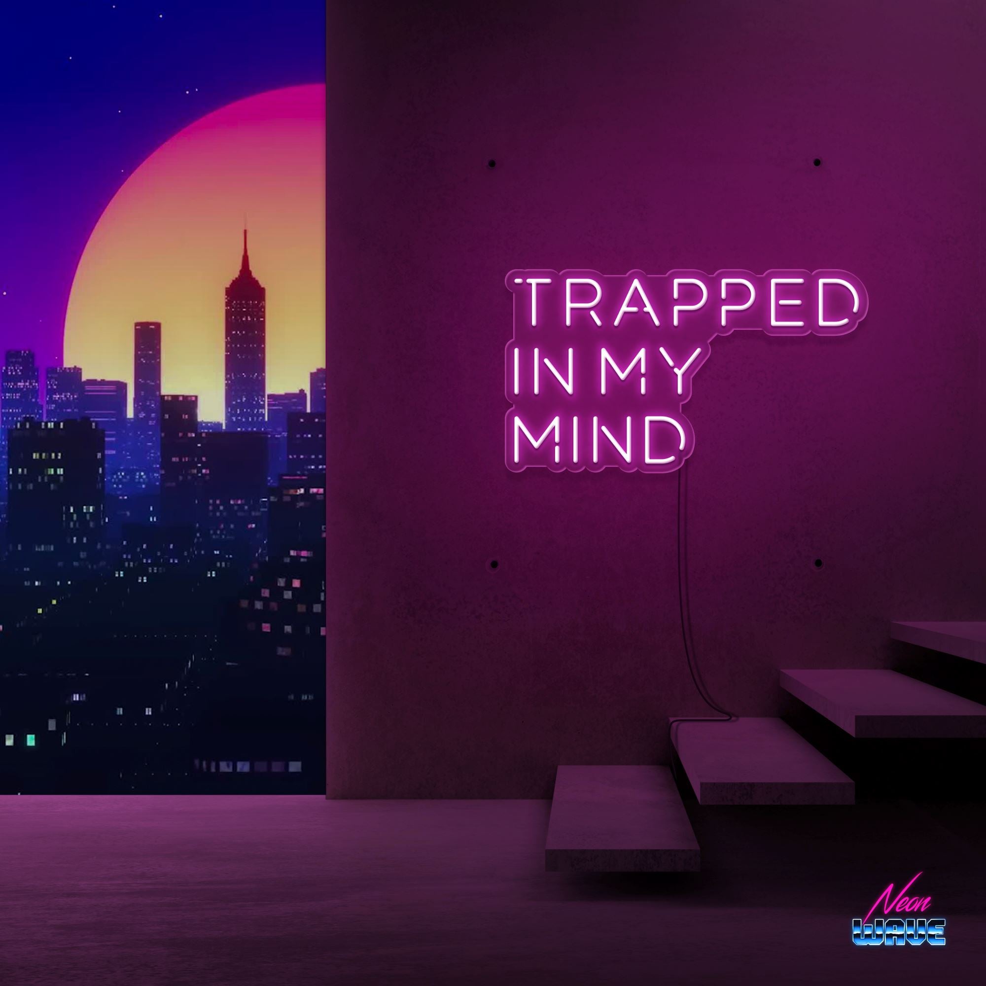 TRAPPED IN MY MIND Neon Sign Neonwave.ch 50cm Pink 