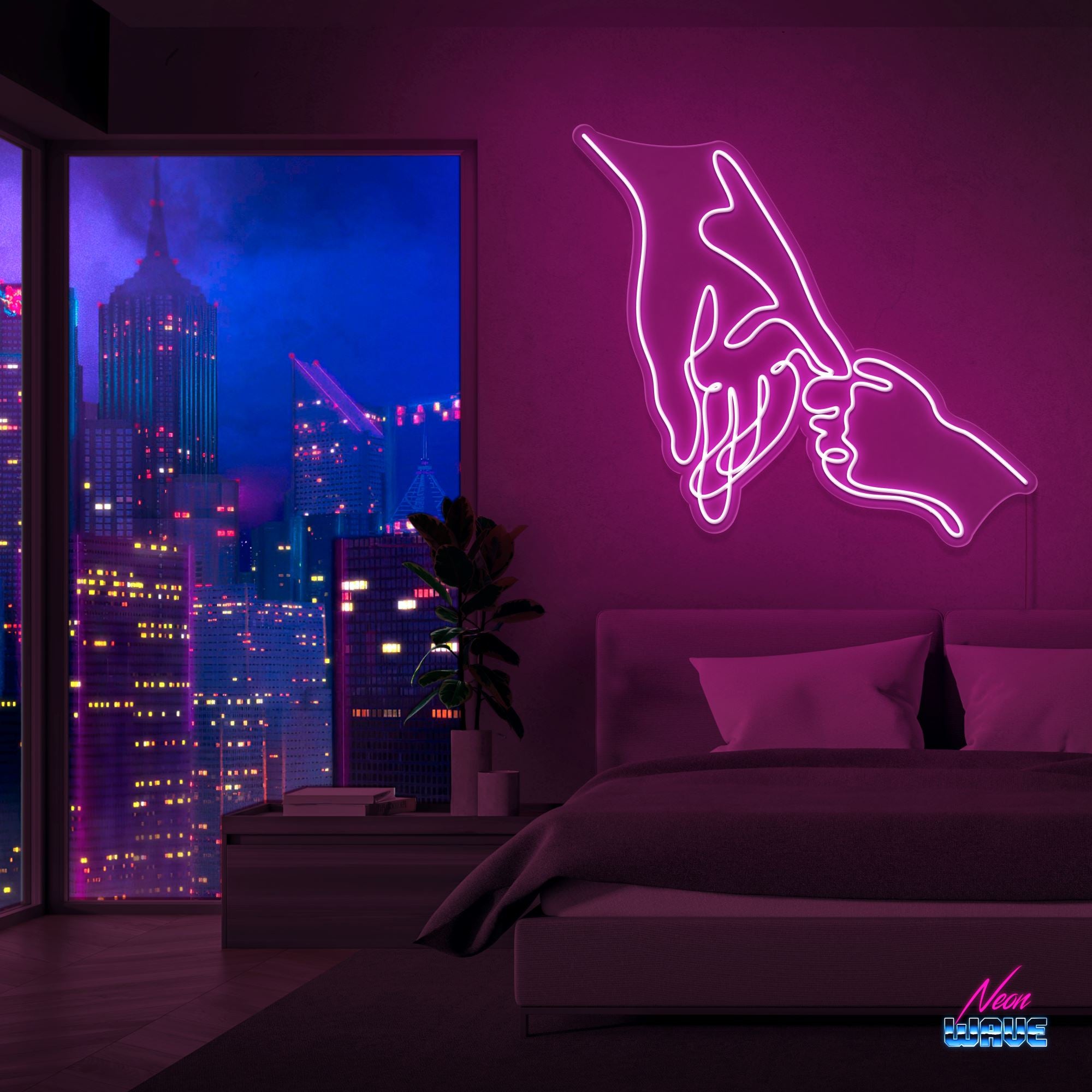 Hold your Hand Neon Sign Neonwave.ch 75 cm Pink 