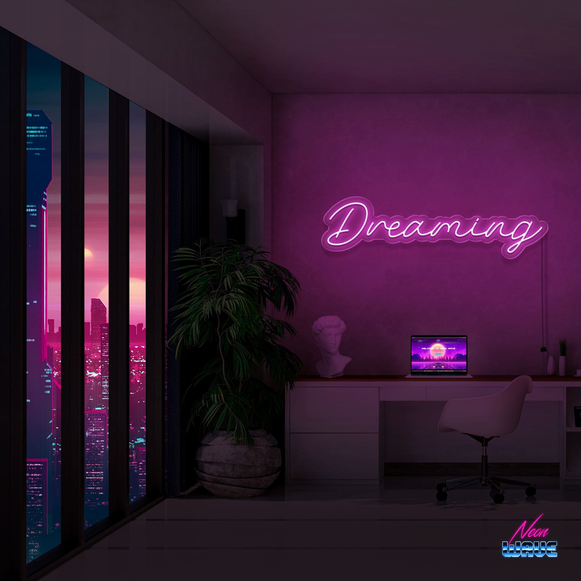 DREAMING Neon Sign Neonwave.ch 75cm Pink 