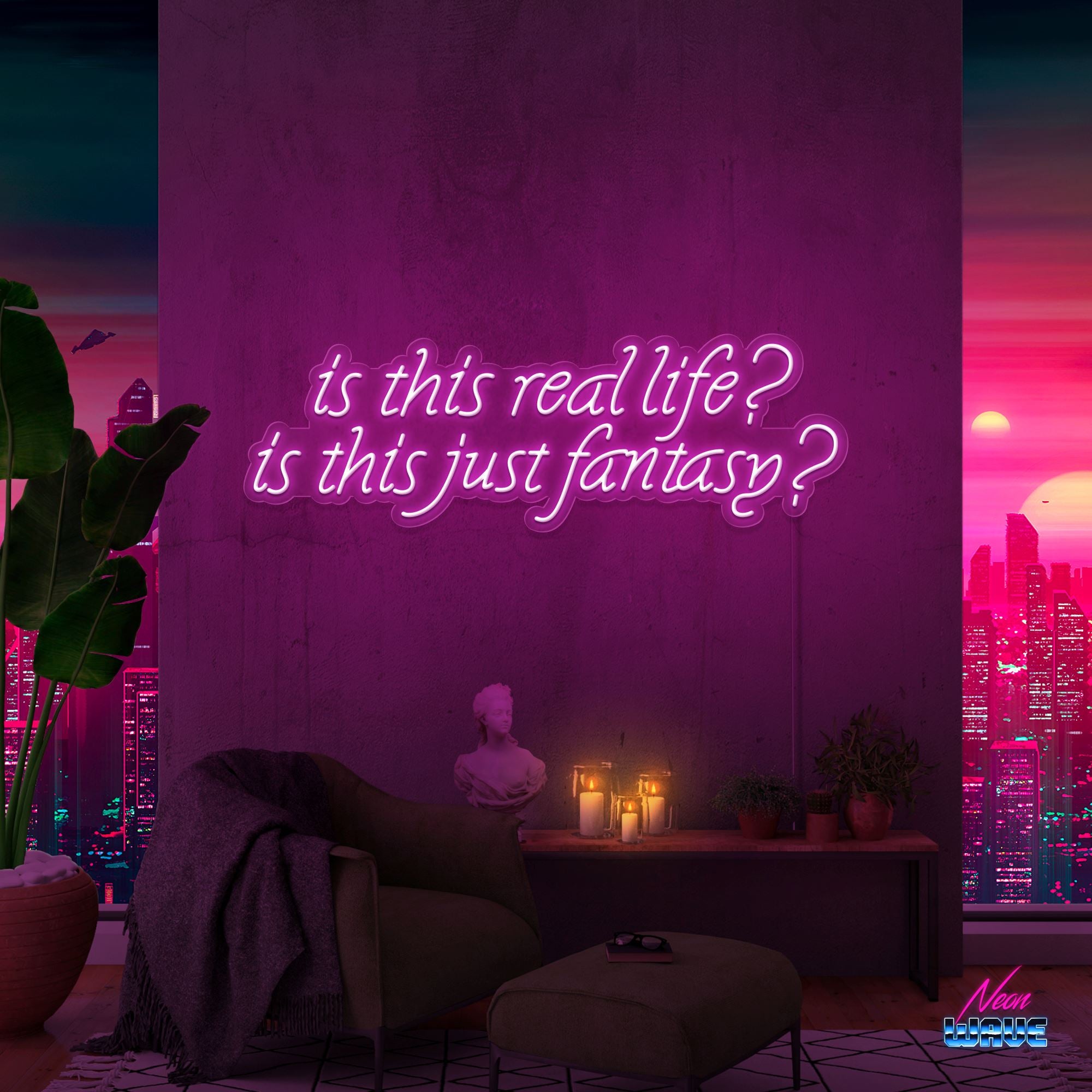 is this real life? is this just fantasy? Neon Sign NEON WAVE 80cm Pink 