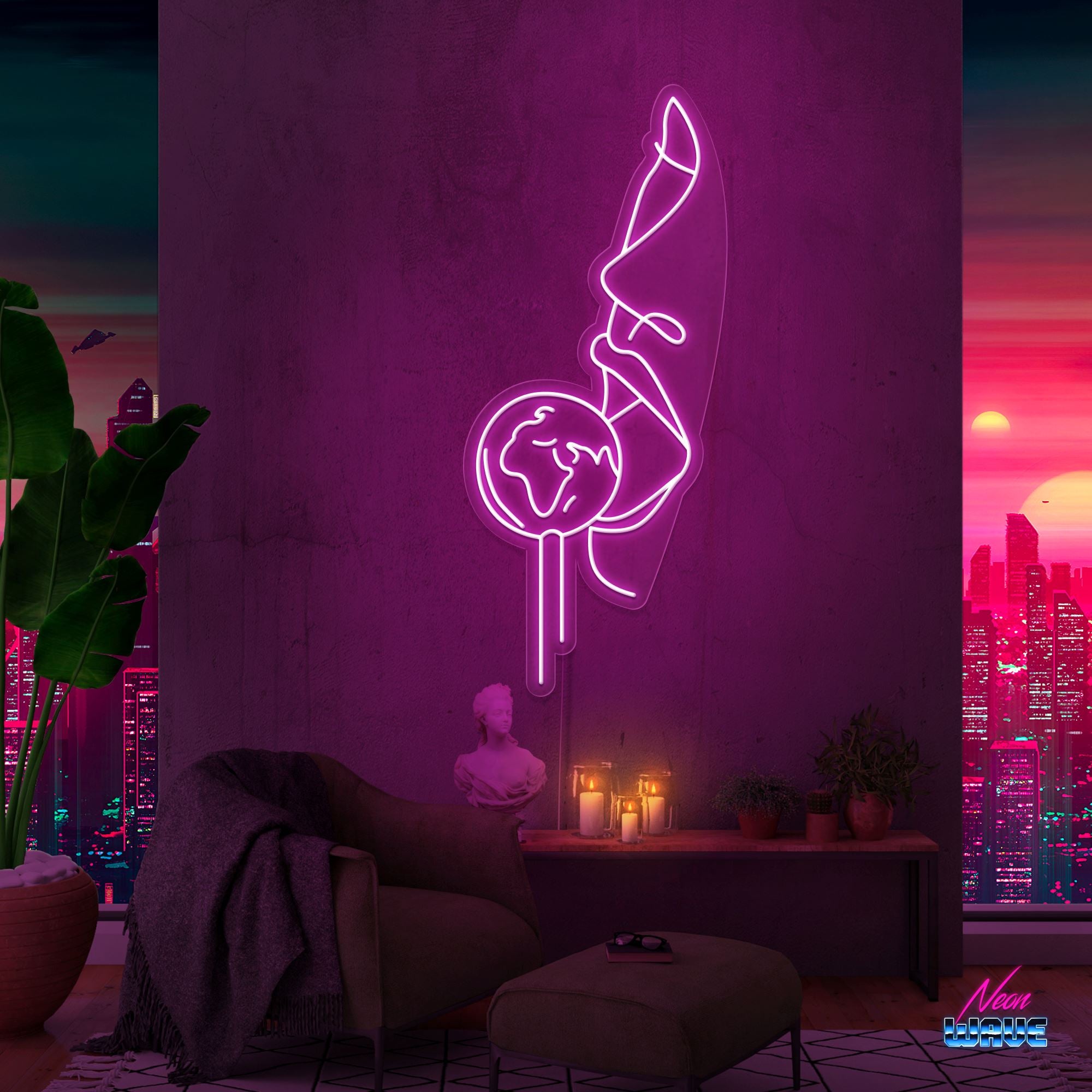 Earth Lollipop Neon Sign Neonwave.ch 75cm Pink 