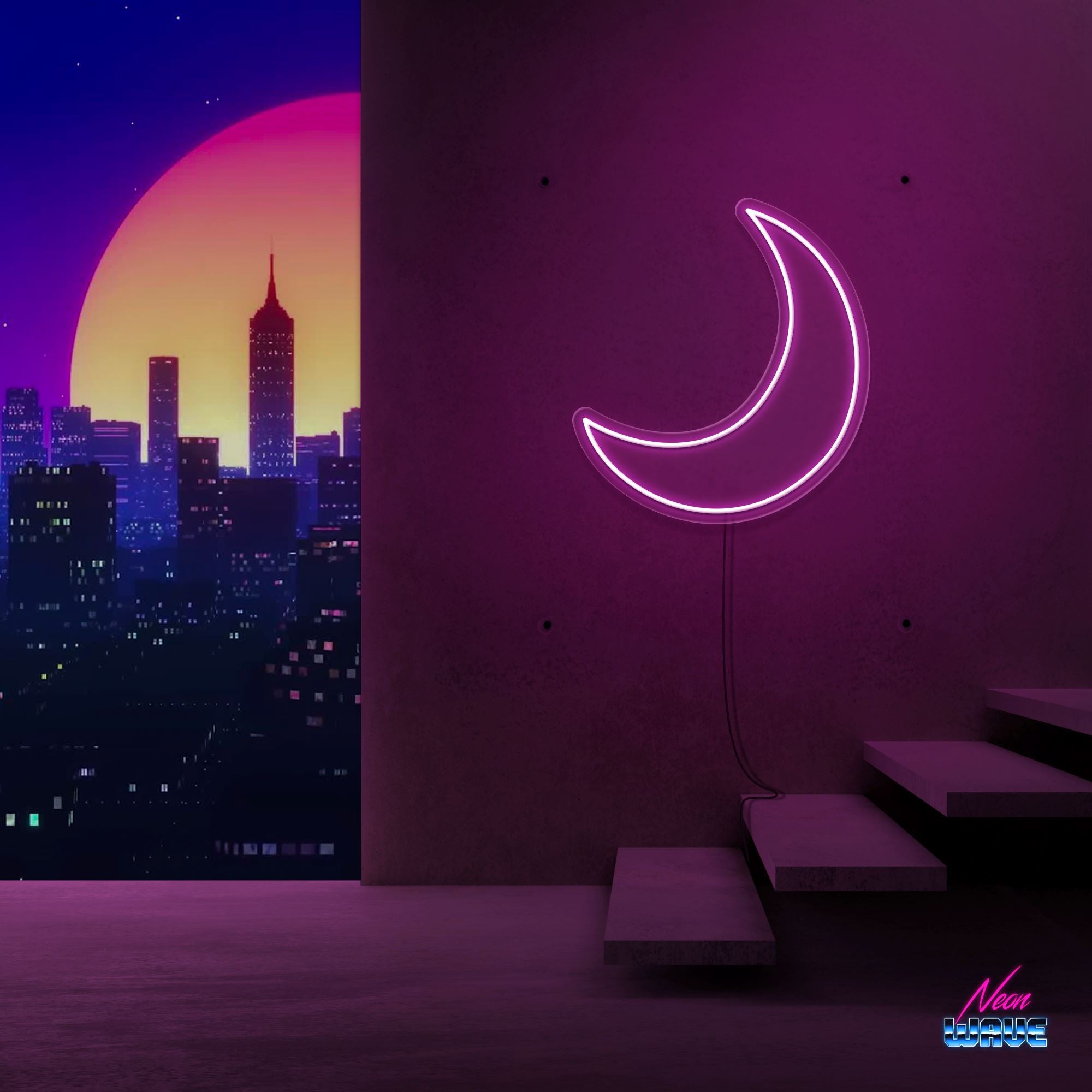 Moon Neon Sign Neonwave.ch 50cm Pink 