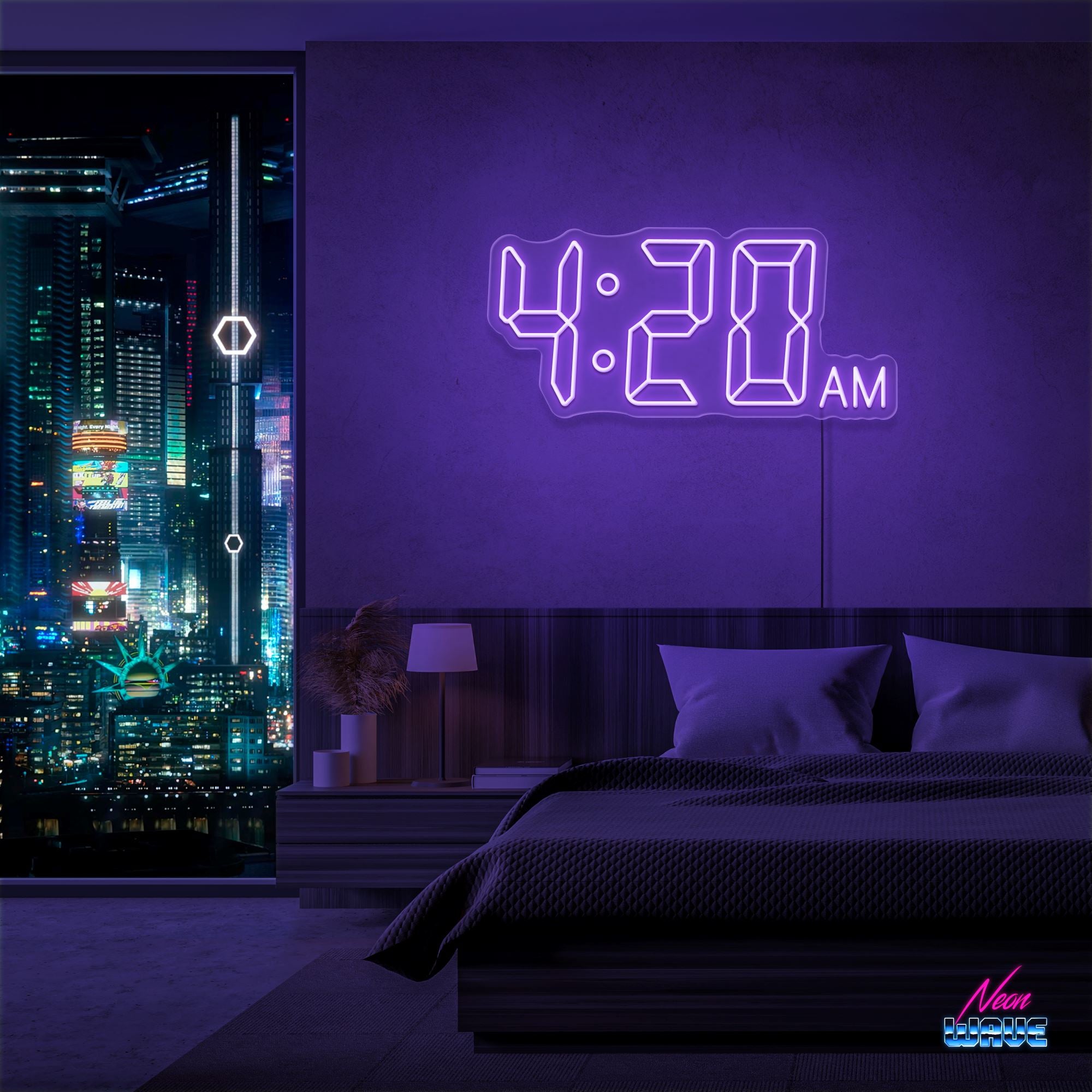 4:20 Neon Sign Neonwave.ch 50cm Lila 