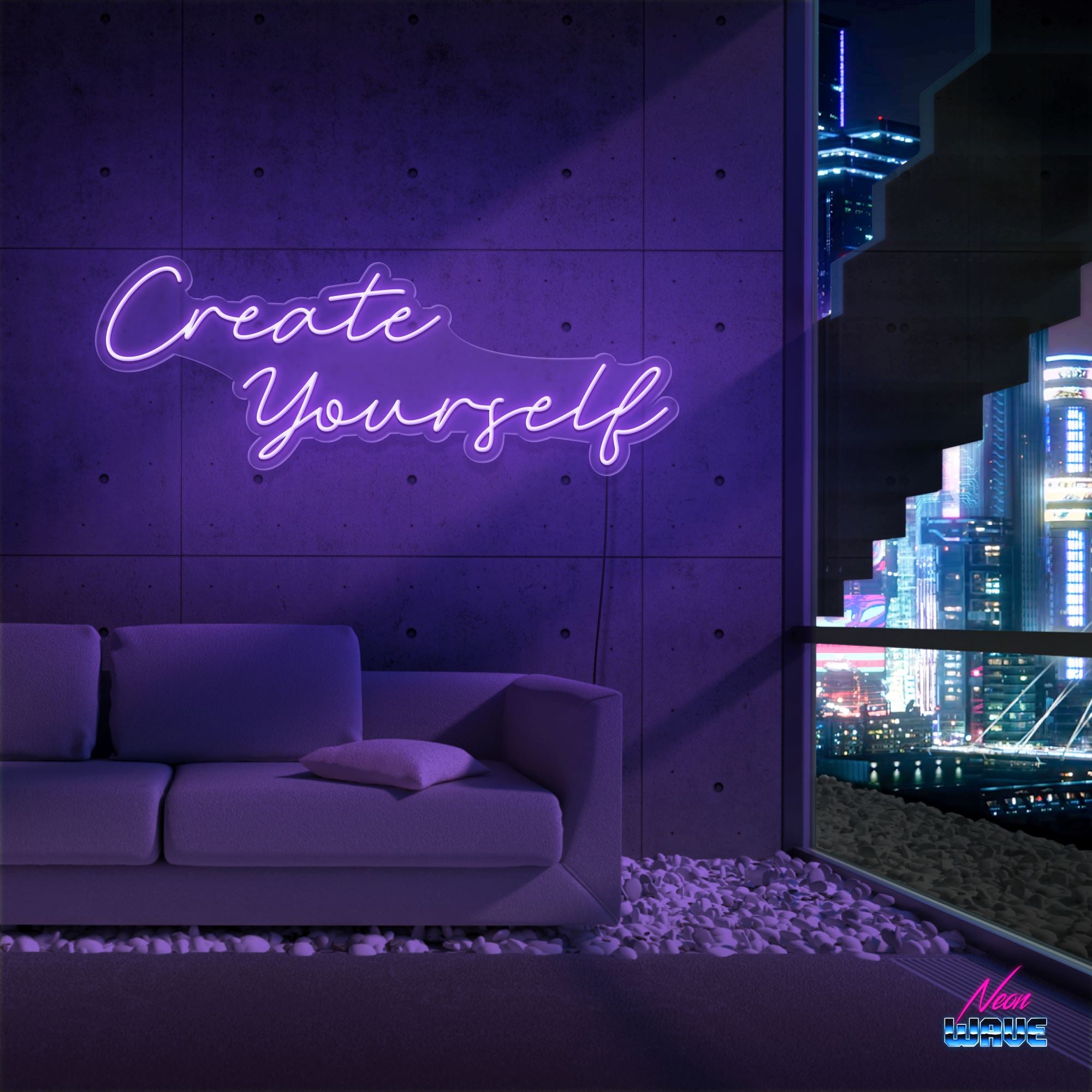 CREATE YOURSELF Neon Sign Neonwave.ch 100cm Lila 
