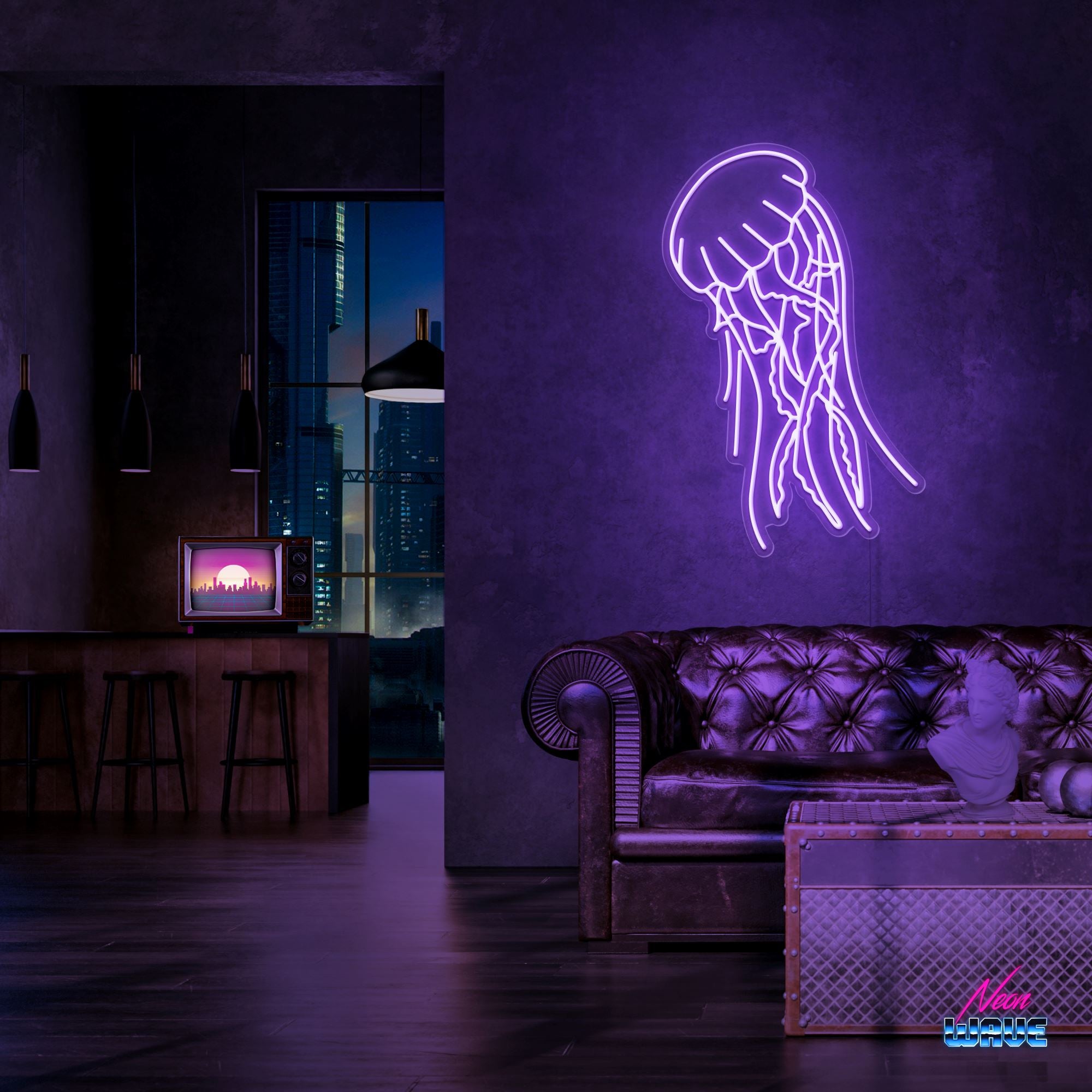 Jellyfish Neon Sign Neonwave.ch 75 cm Lila 