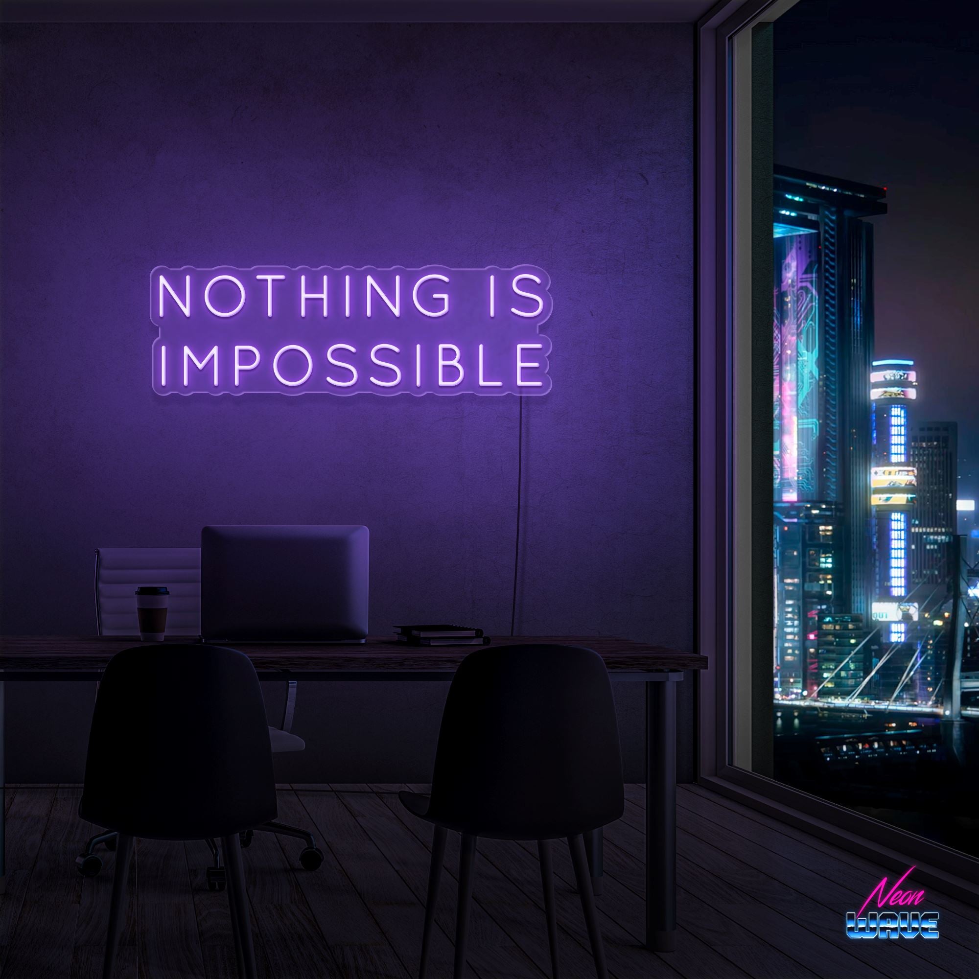 NOTHING IS IMPOSSIBLE Neon Sign Neonwave.ch 50cm Lila 
