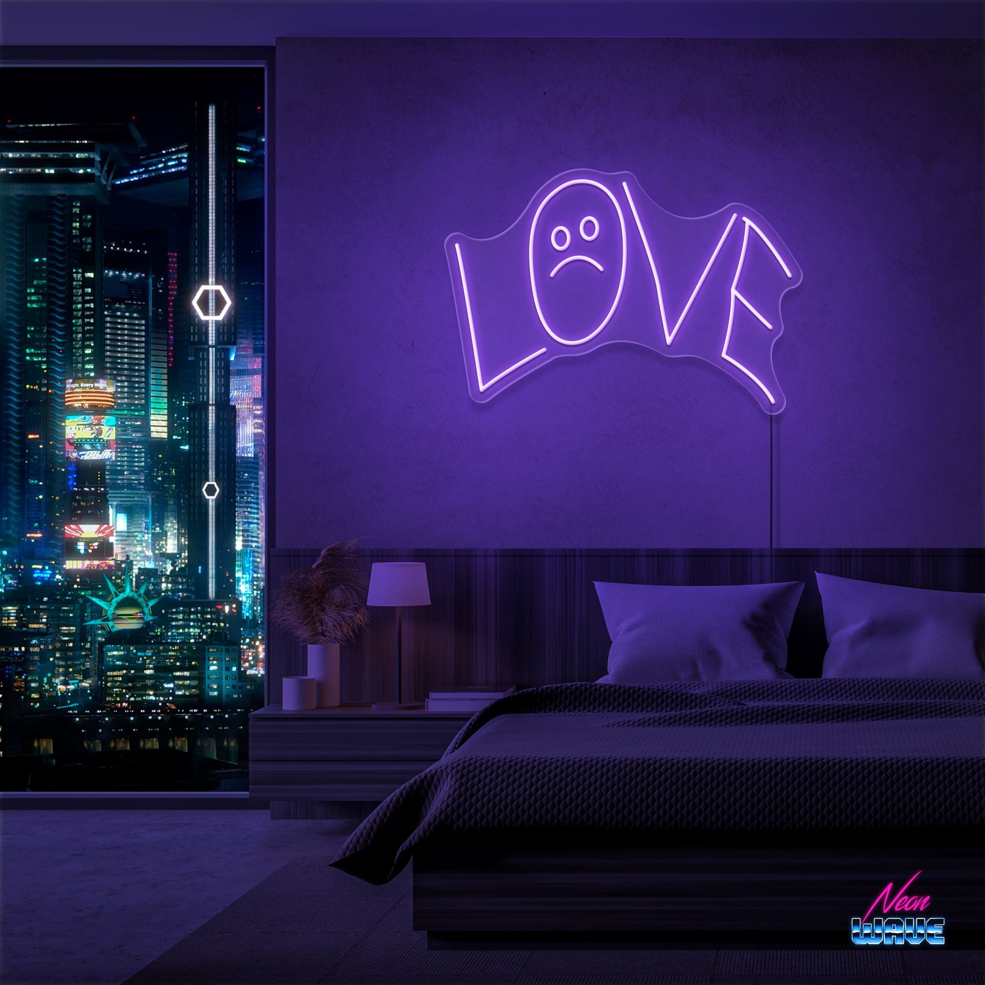 LOVE :( by "Lil Peep" Neon Sign Neonwave.ch 50cm Lila 