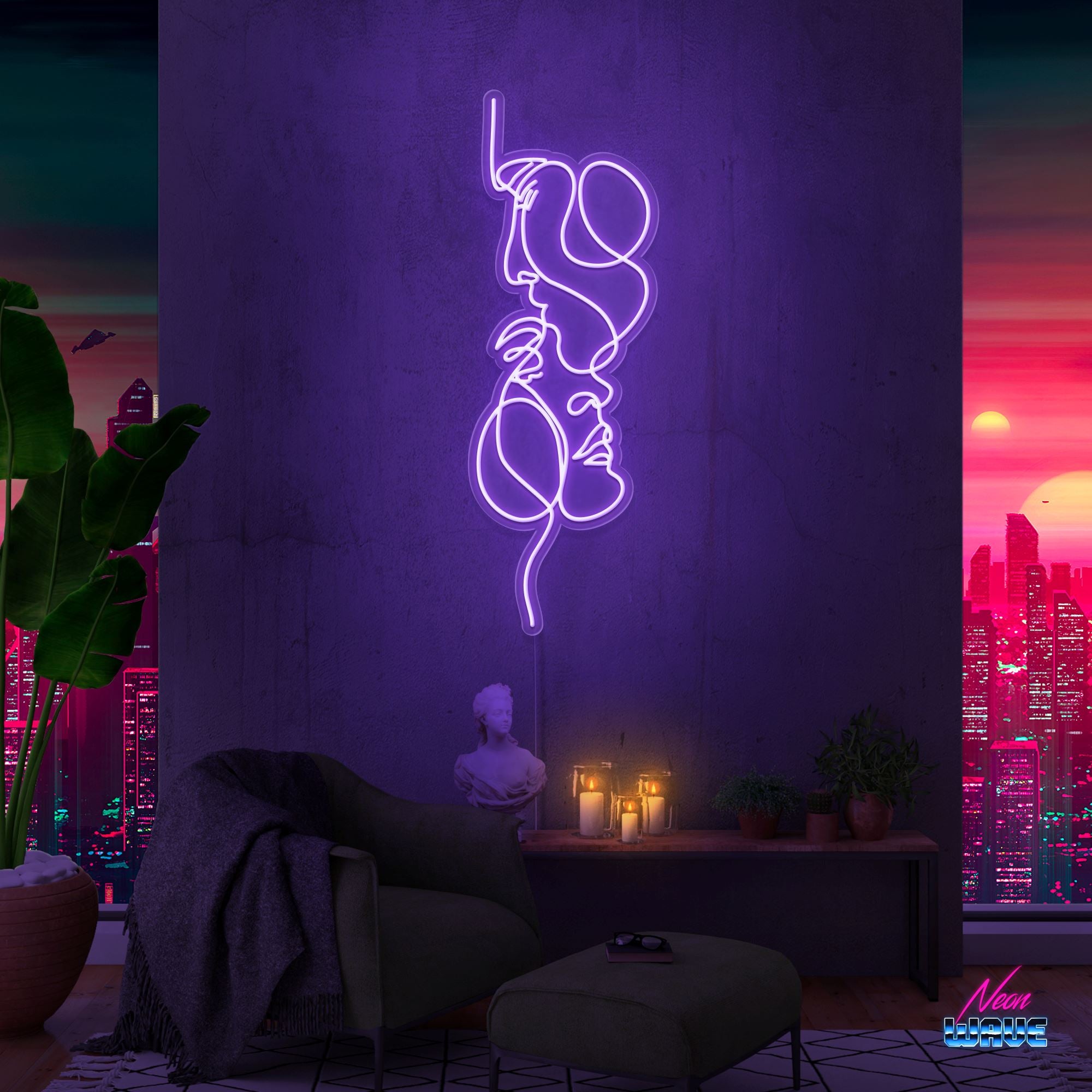 You and Me Neon Sign Neonwave.ch 120 cm Lila 