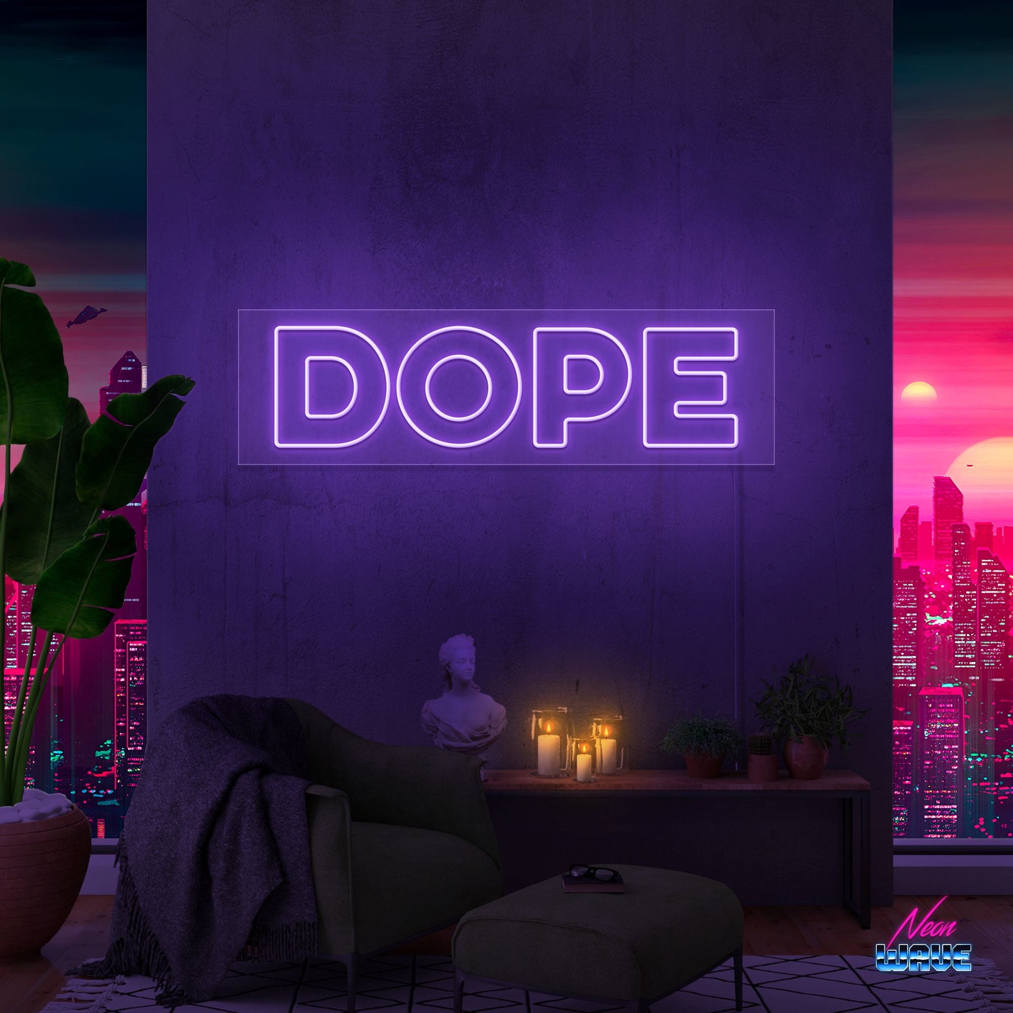 DOPE Neon Sign Neonwave.ch 50cm Lila 