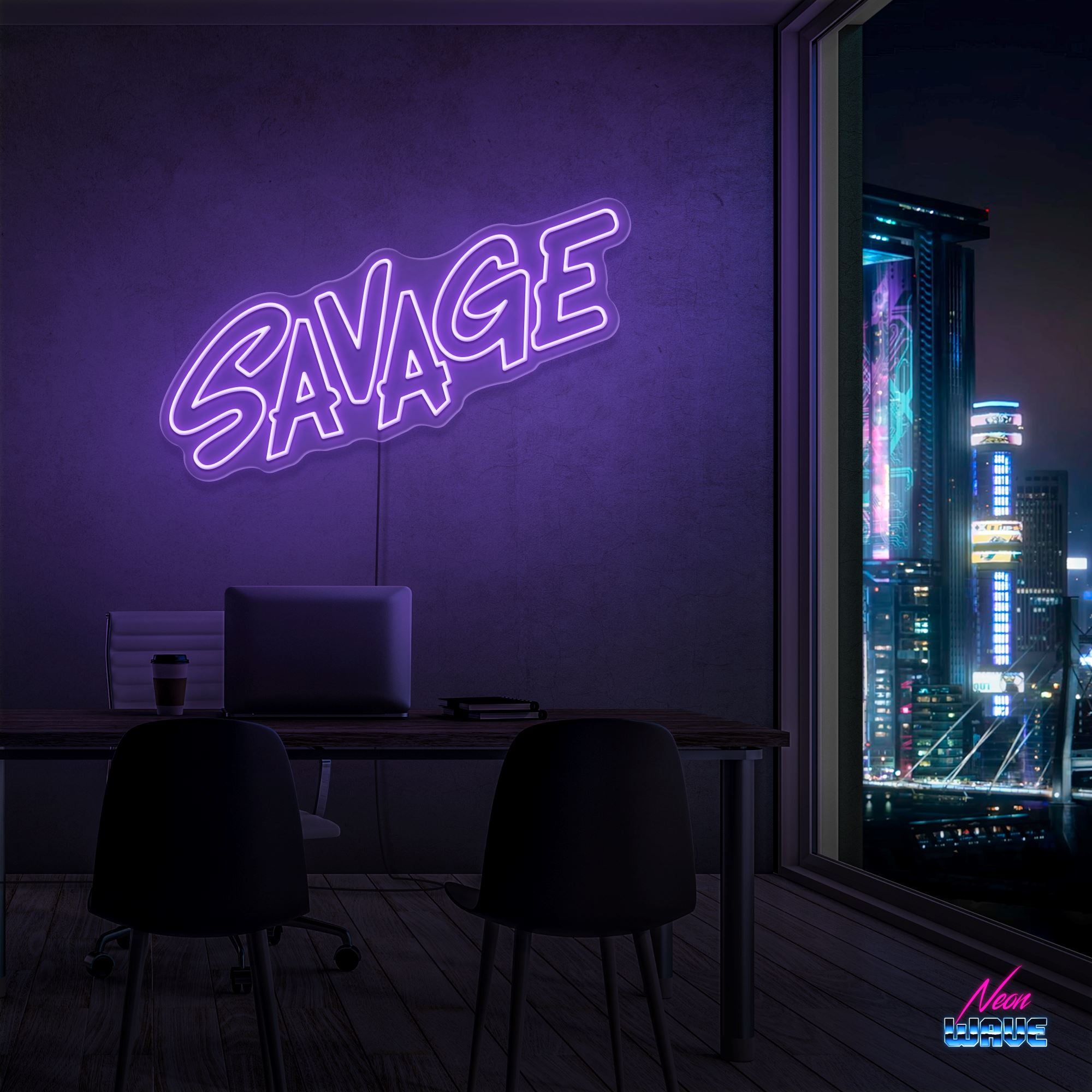 SAVAGE Neon Sign Neonwave.ch 50cm Lila 