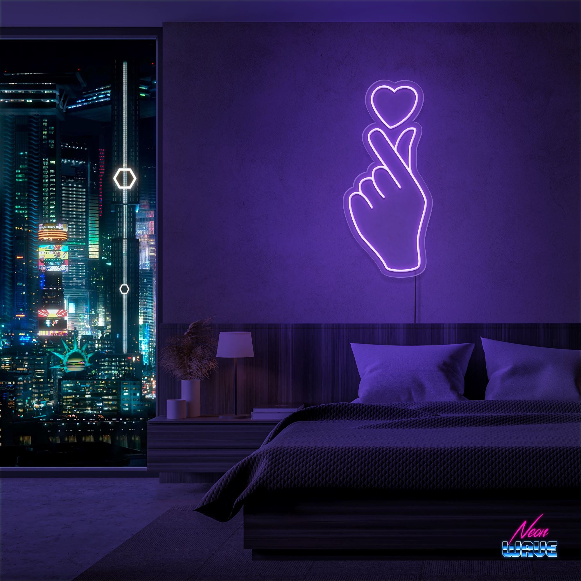 Hand Of Love Neon Sign Neonwave.ch 50cm Lila 