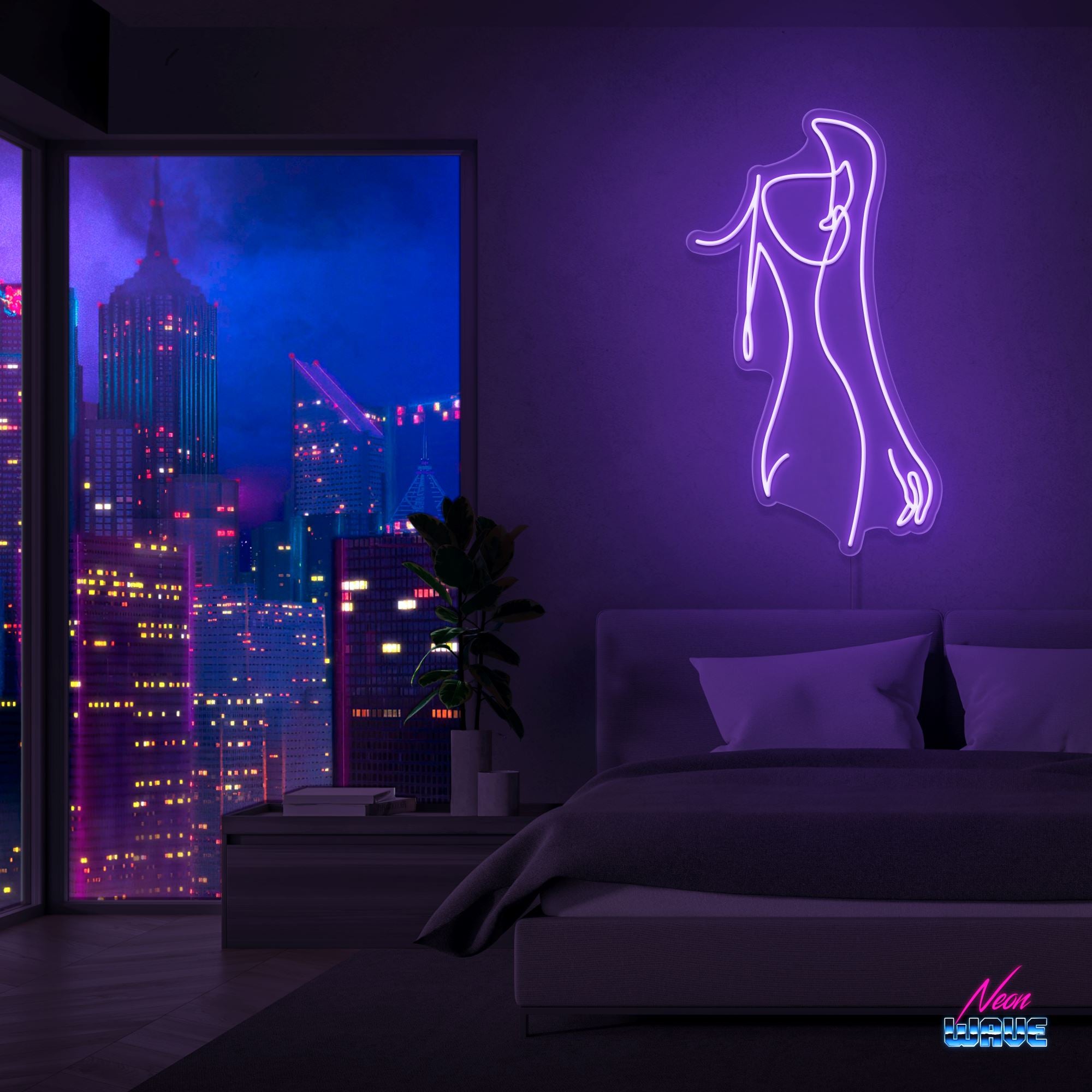 Body Silhouette Neon Sign Neonwave.ch 75 cm Lila 