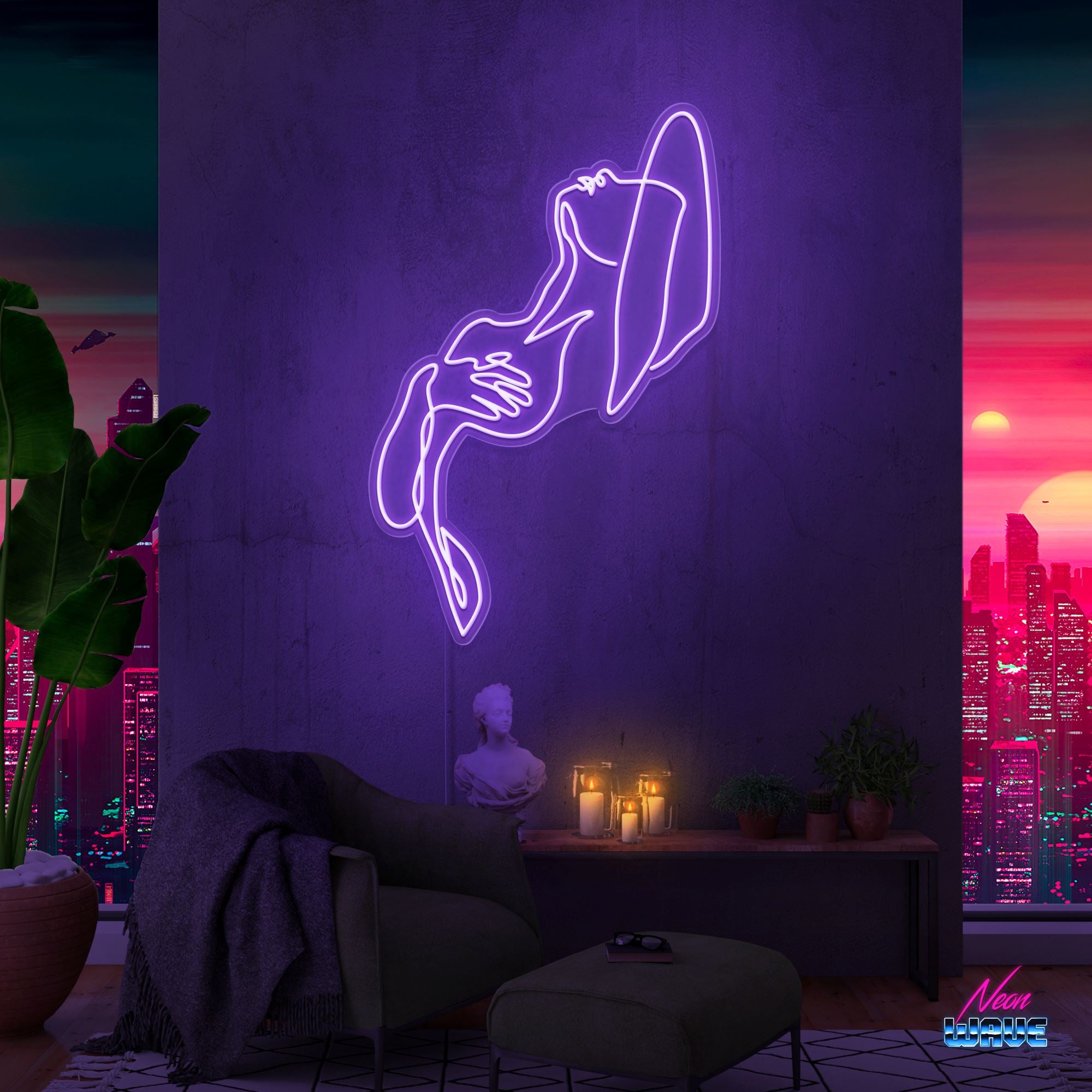 Aesthetic Woman Neon Sign Neonwave.ch 150 cm Lila 