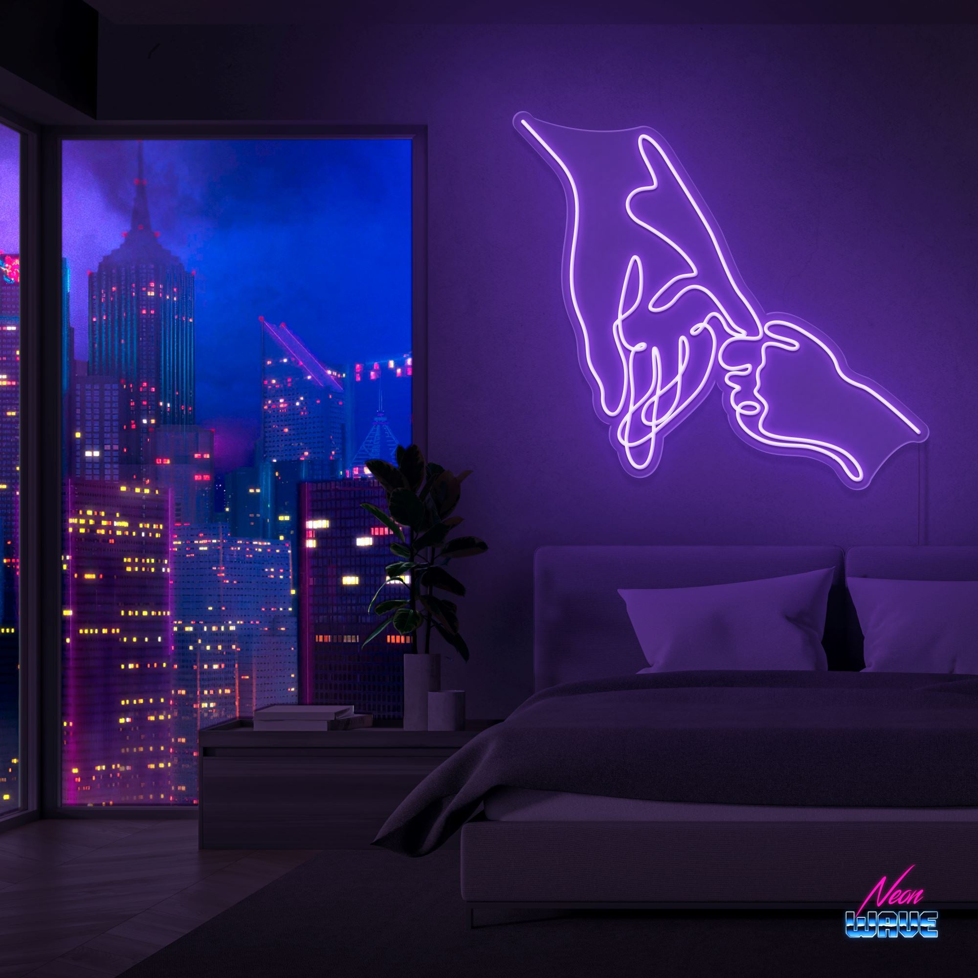 Hold your Hand Neon Sign Neonwave.ch 75 cm Lila 