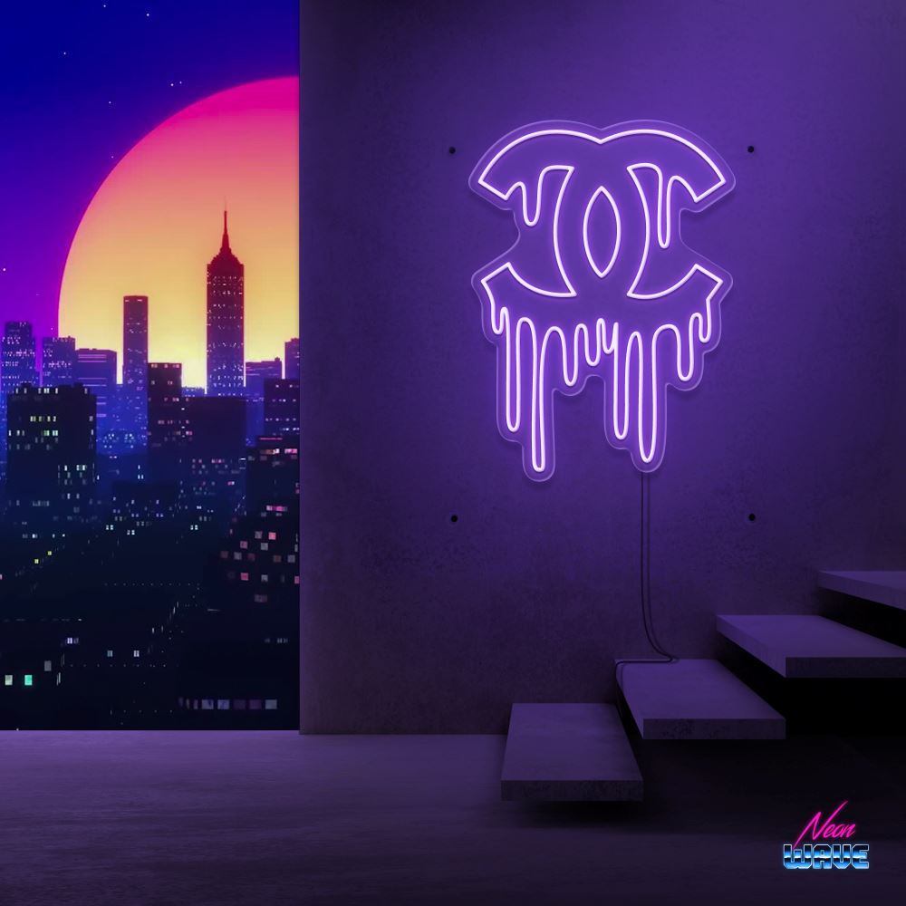 Liquid Chanel Neon Sign Neonwave.ch 50cm Lila 