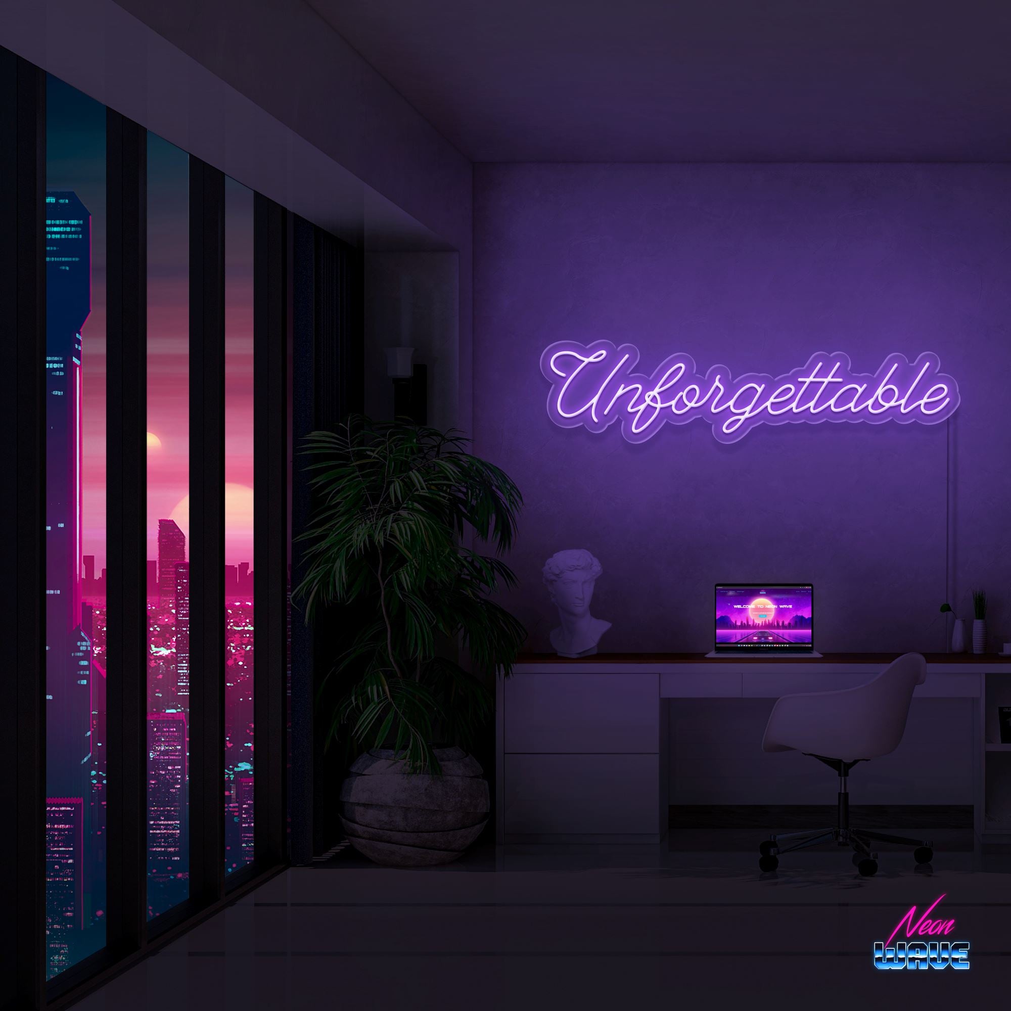 Unforgettable Neon Sign Neonwave.ch 75 cm Lila 