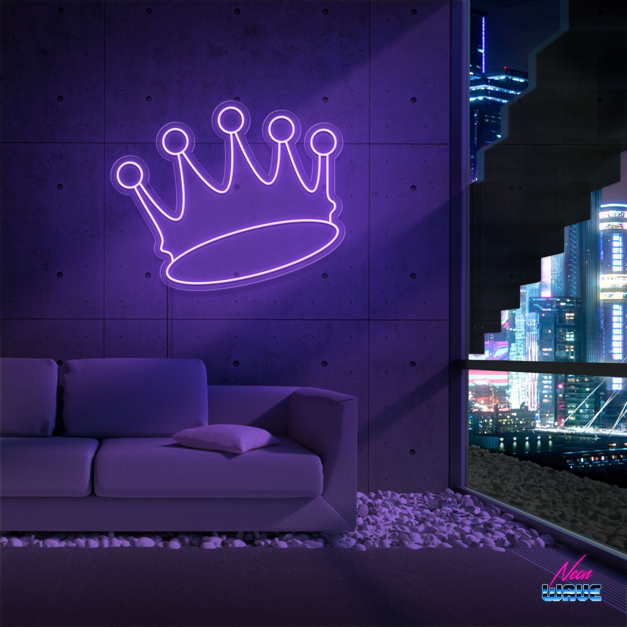 Crown ♕ Neon Sign Neonwave.ch 50cm Lila 
