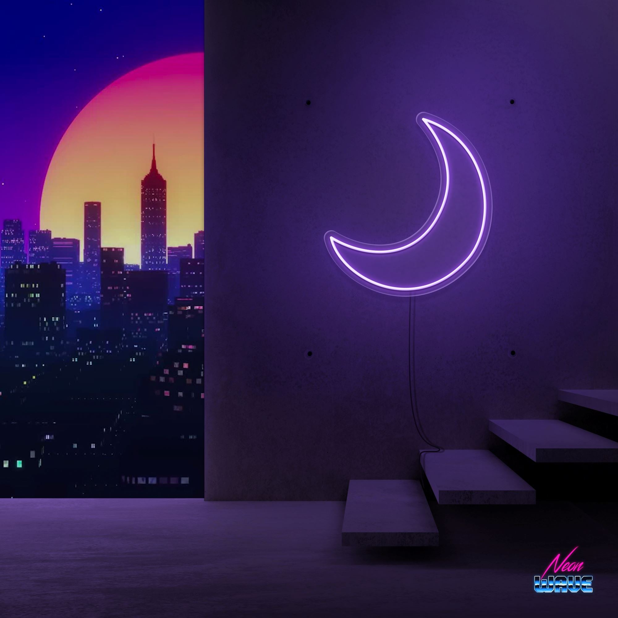 Moon Neon Sign Neonwave.ch 50cm Lila 