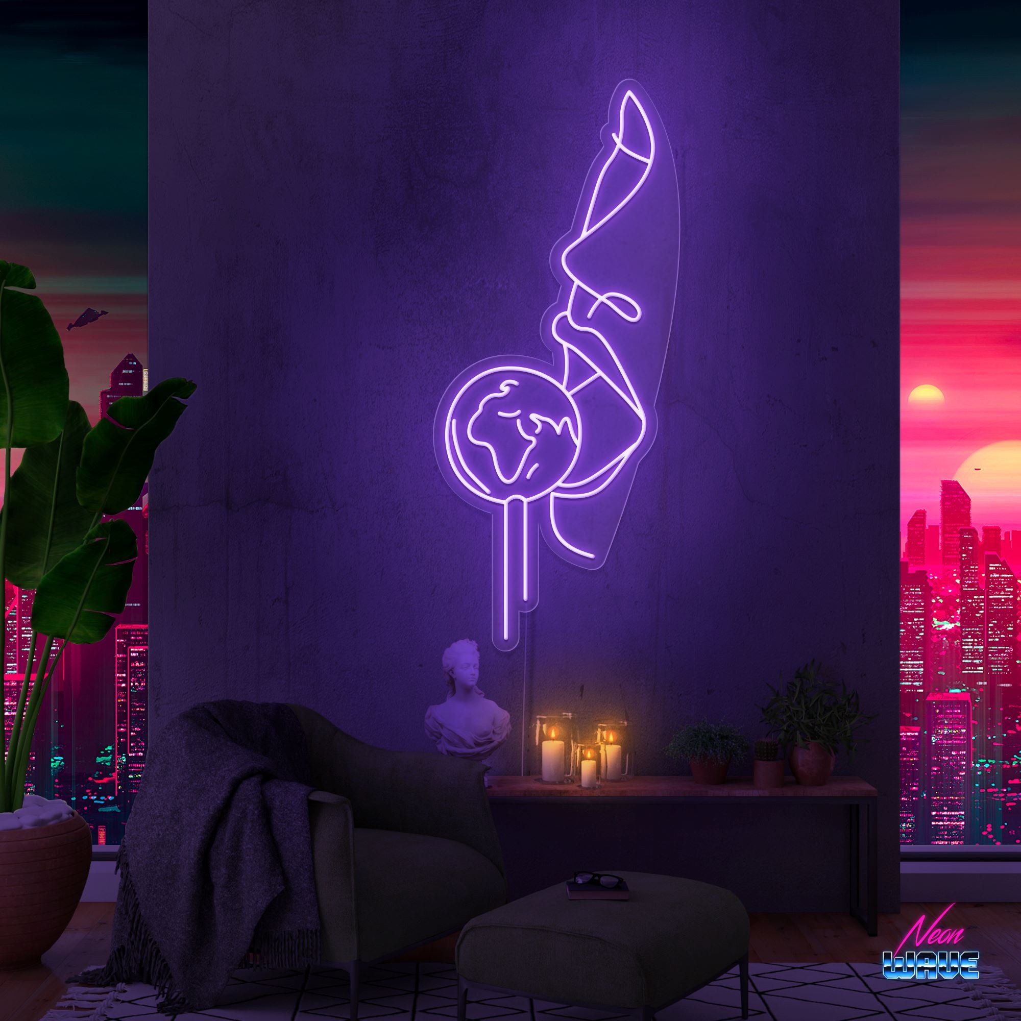 Earth Lollipop Neon Sign Neonwave.ch 75cm Lila 
