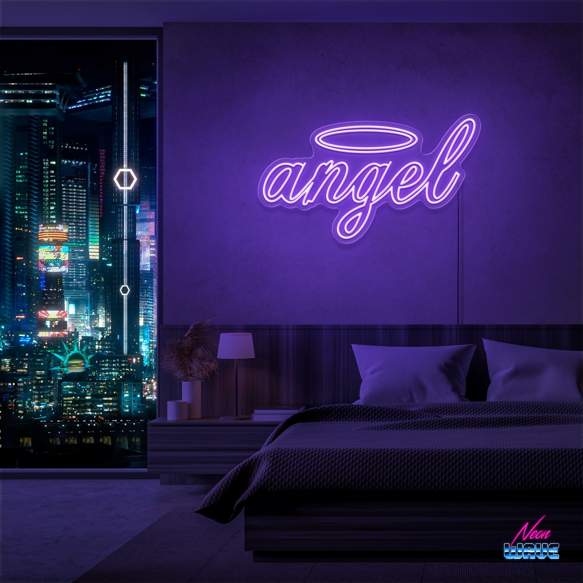 Angel Neon Sign Neonwave.ch 75cm Lila 