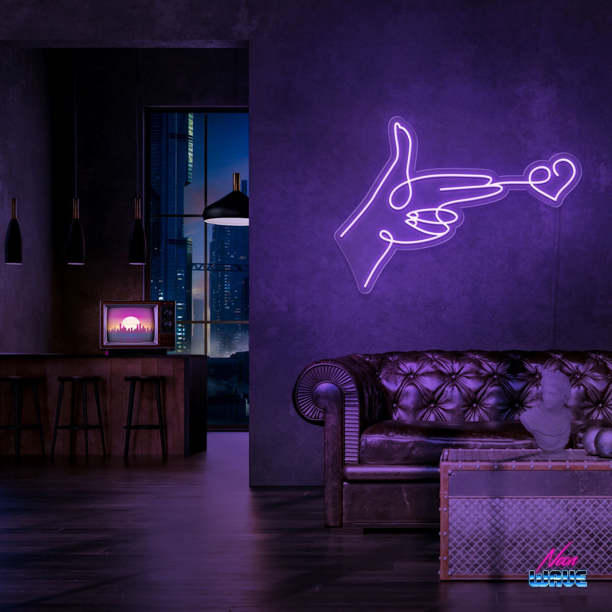 Love Bullet Neon Sign Neonwave.ch 50cm Lila 