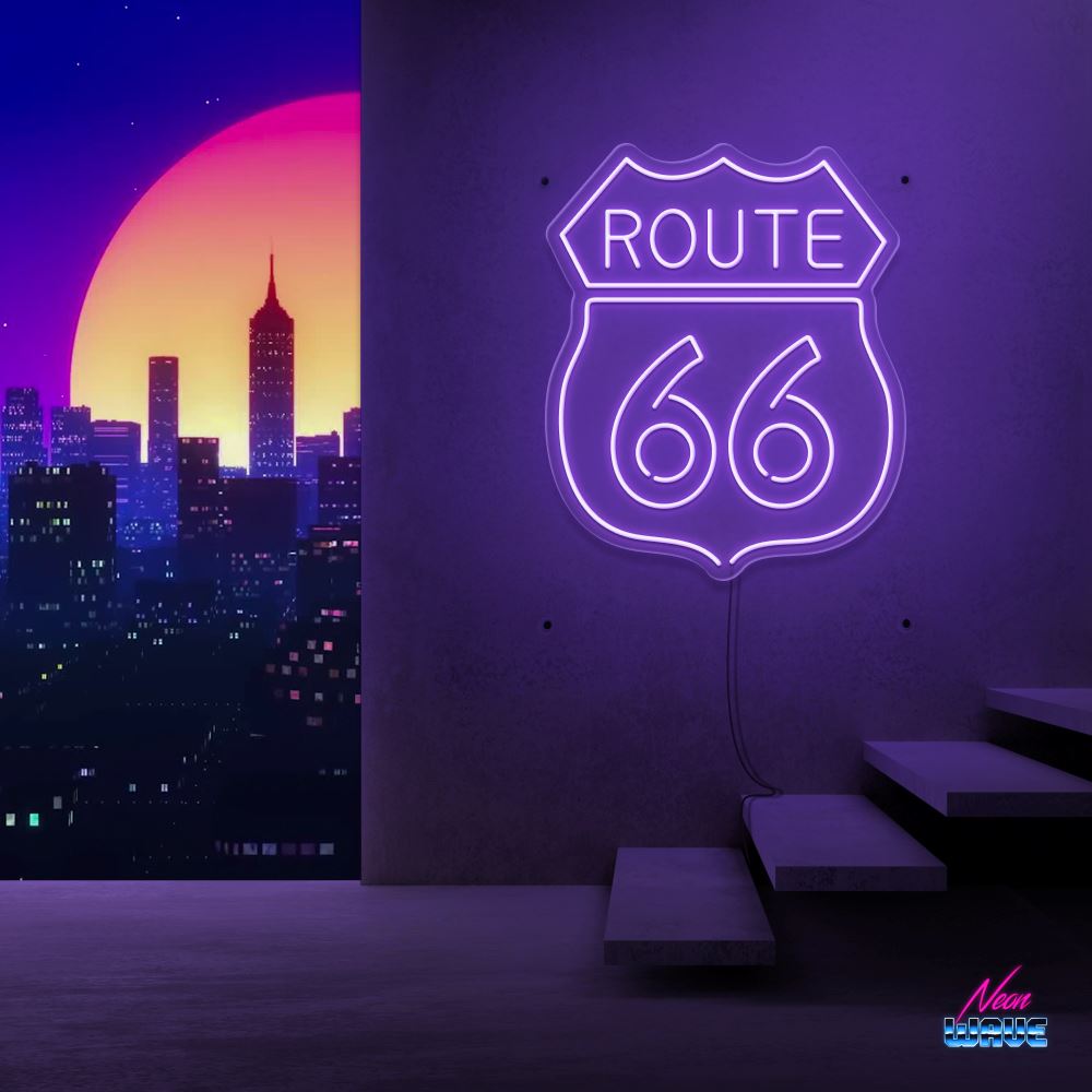 Route 66 Neon Sign Neonwave.ch 50cm Lila 