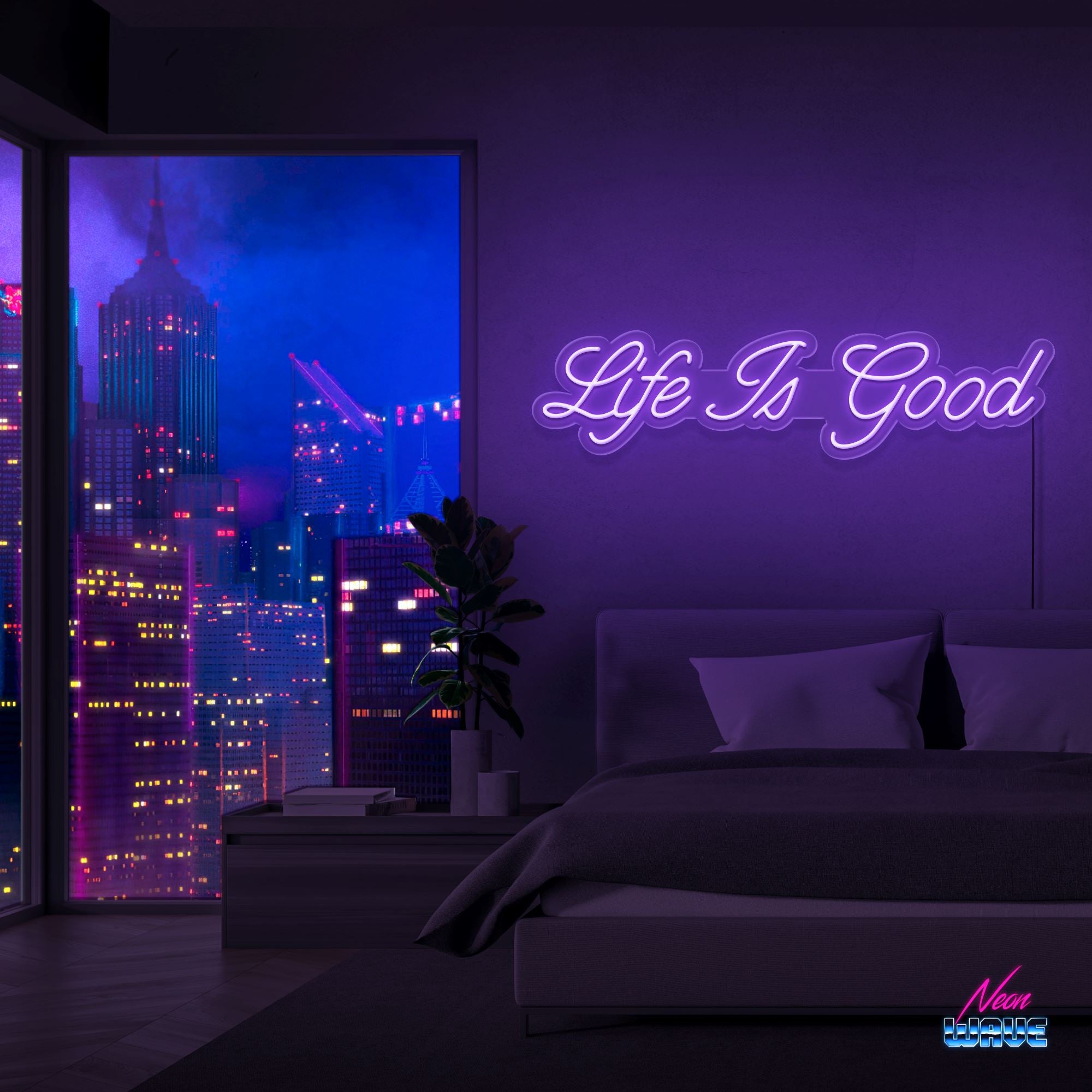 Life is Good Neon Sign Neonwave.ch 75 cm Lila 