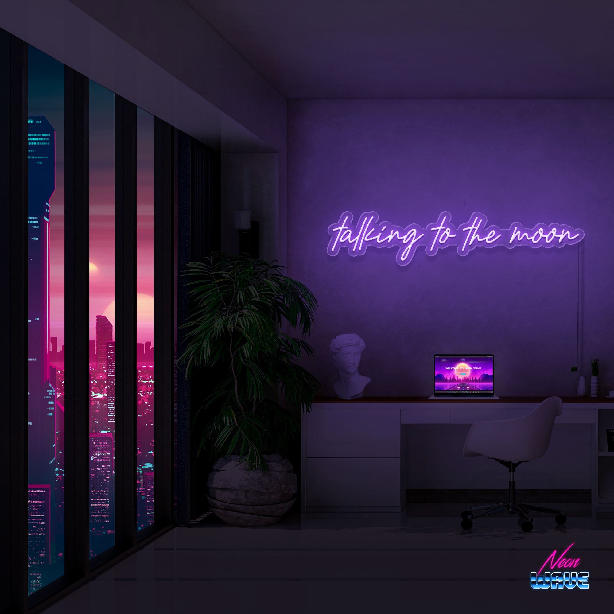 Talking to the moon Neon Sign Neonwave.ch 100cm Lila 