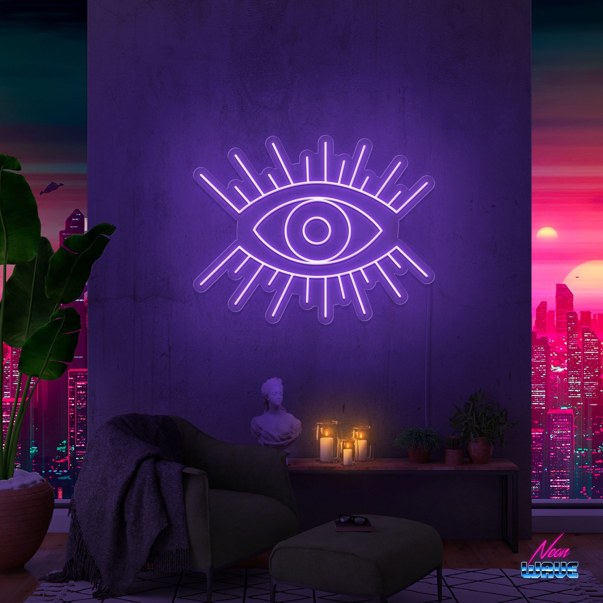 The Eye Neon Sign Neonwave.ch 50cm Lila 