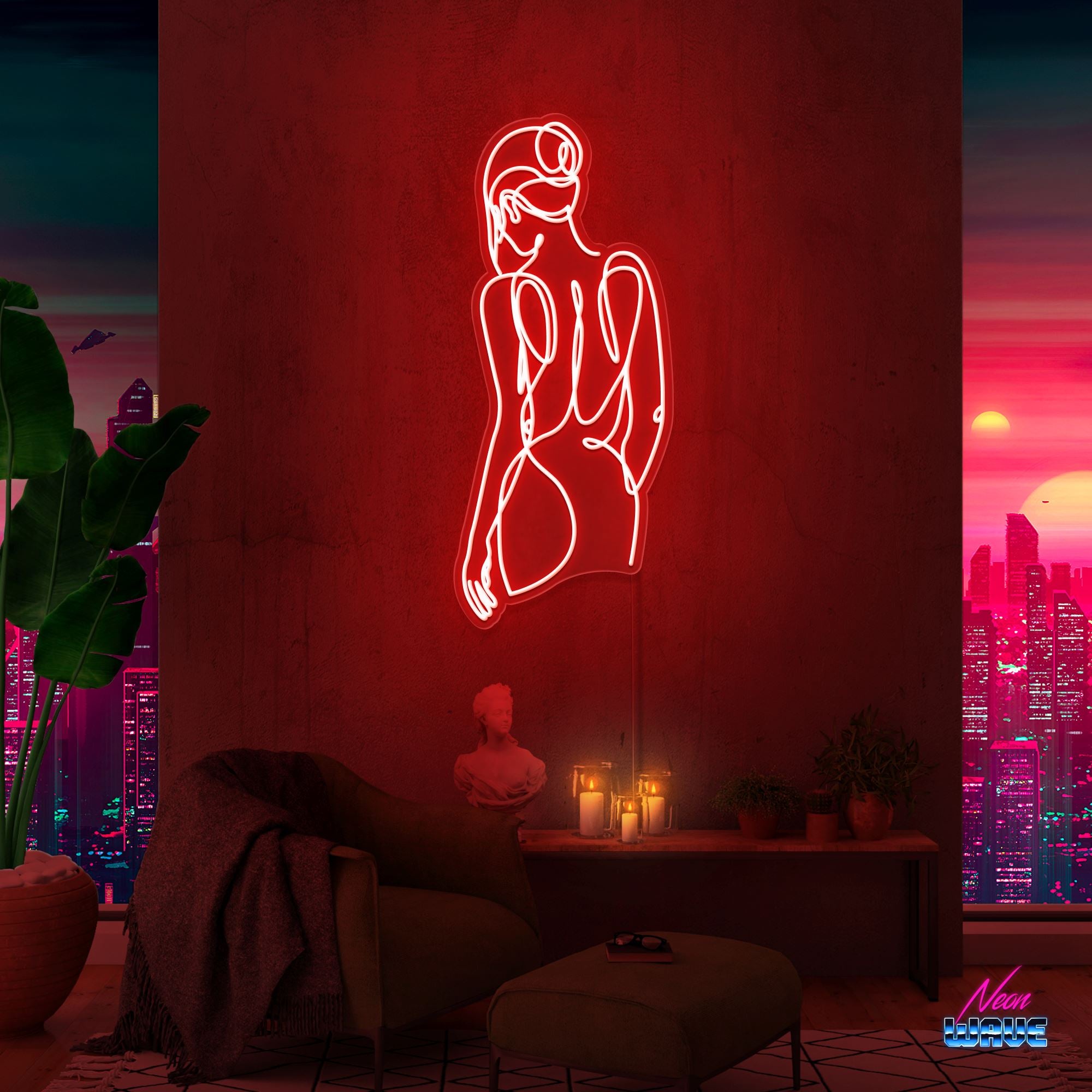 Woman Silhouette Neon Sign Neonwave.ch 150 cm Rot 