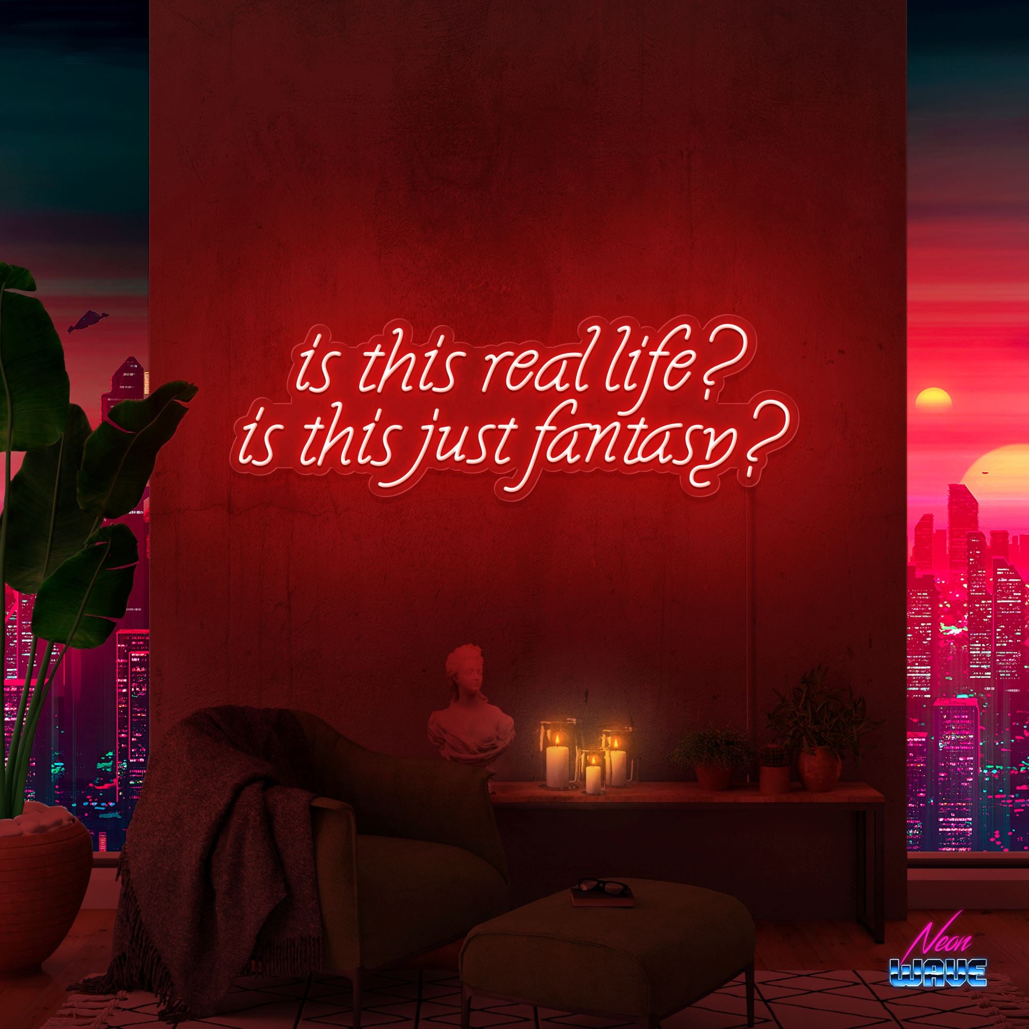 is this real life? is this just fantasy? Neon Sign NEON WAVE 80cm Rot 
