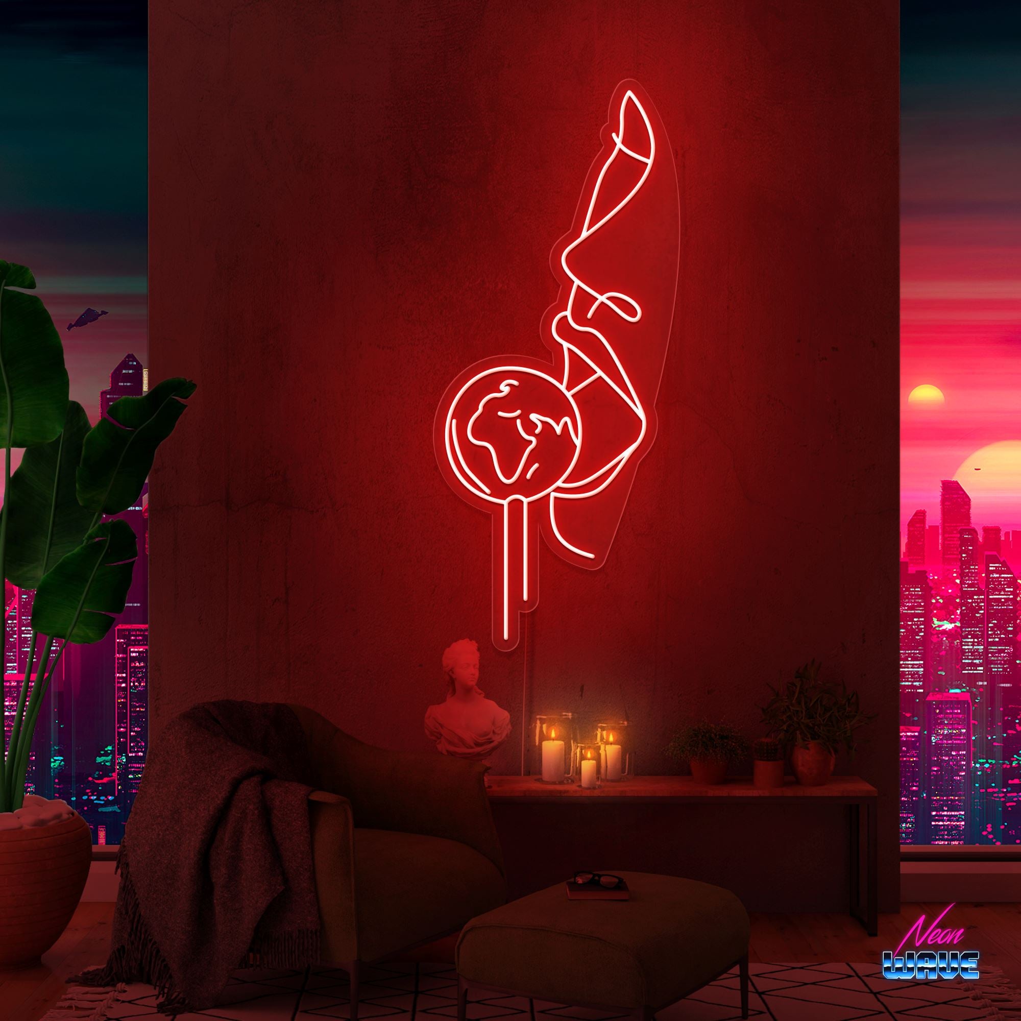 Earth Lollipop Neon Sign Neonwave.ch 75cm Rot 