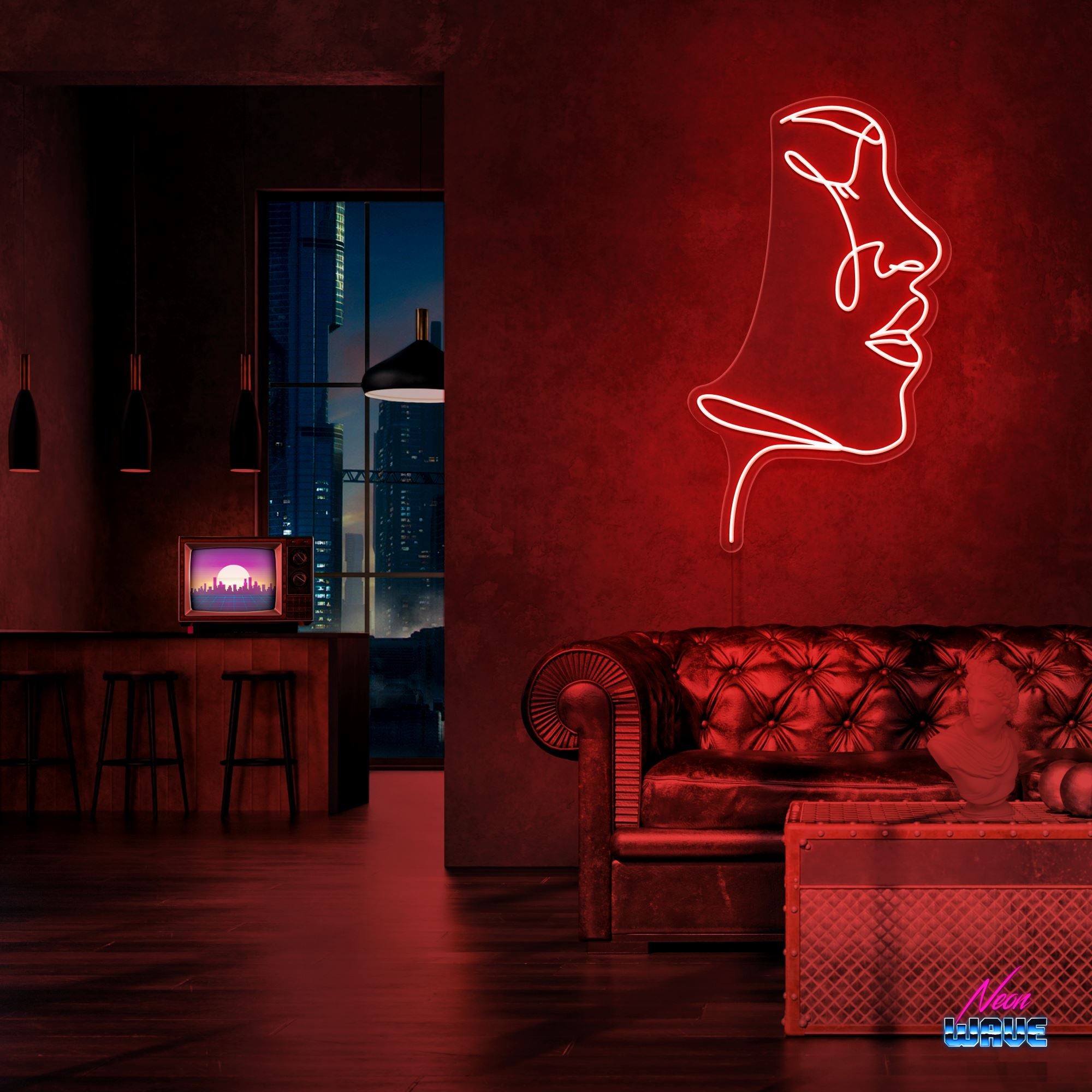 Feel your Face Neon Sign Neonwave.ch 75 cm Rot 