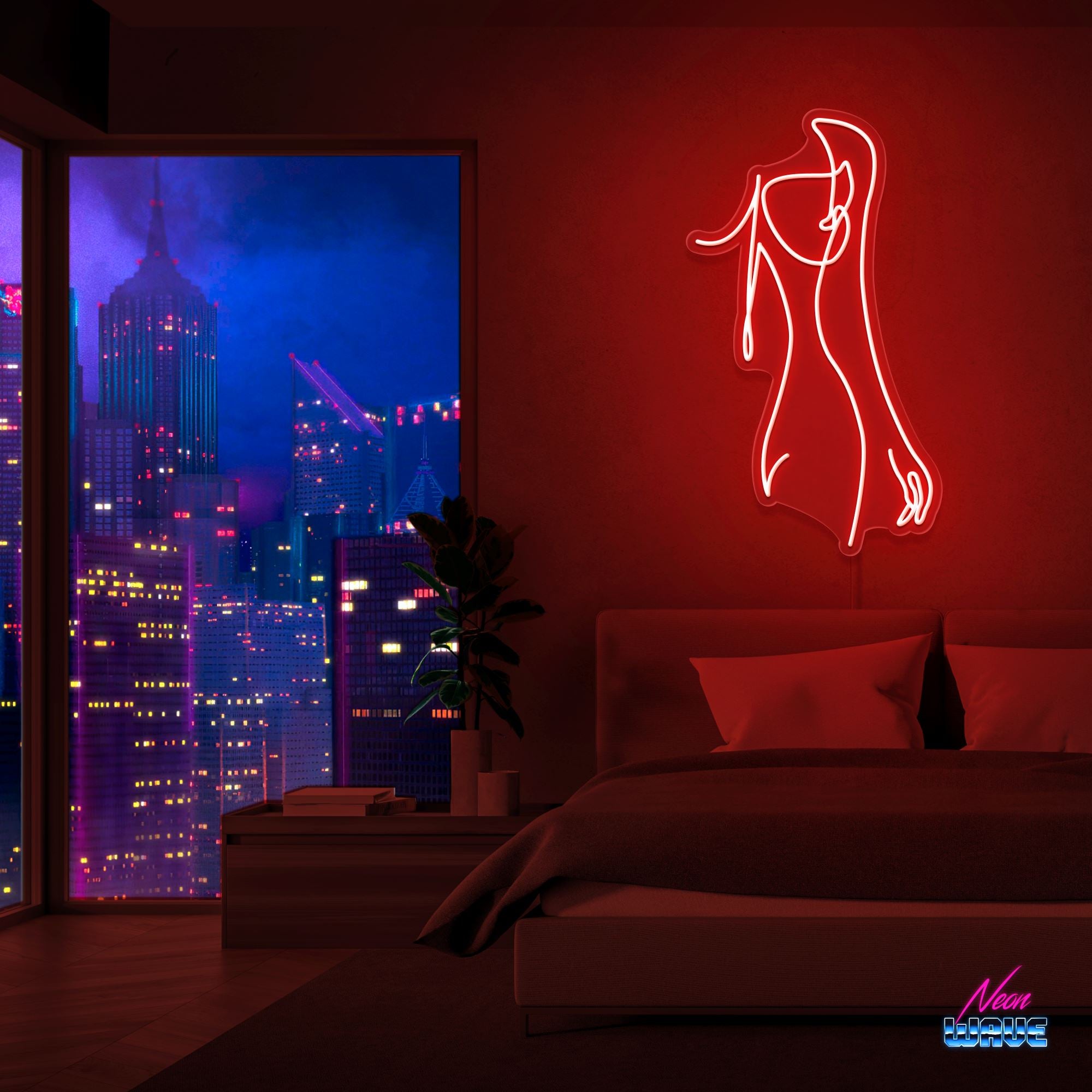 Body Silhouette Neon Sign Neonwave.ch 75 cm Rot 