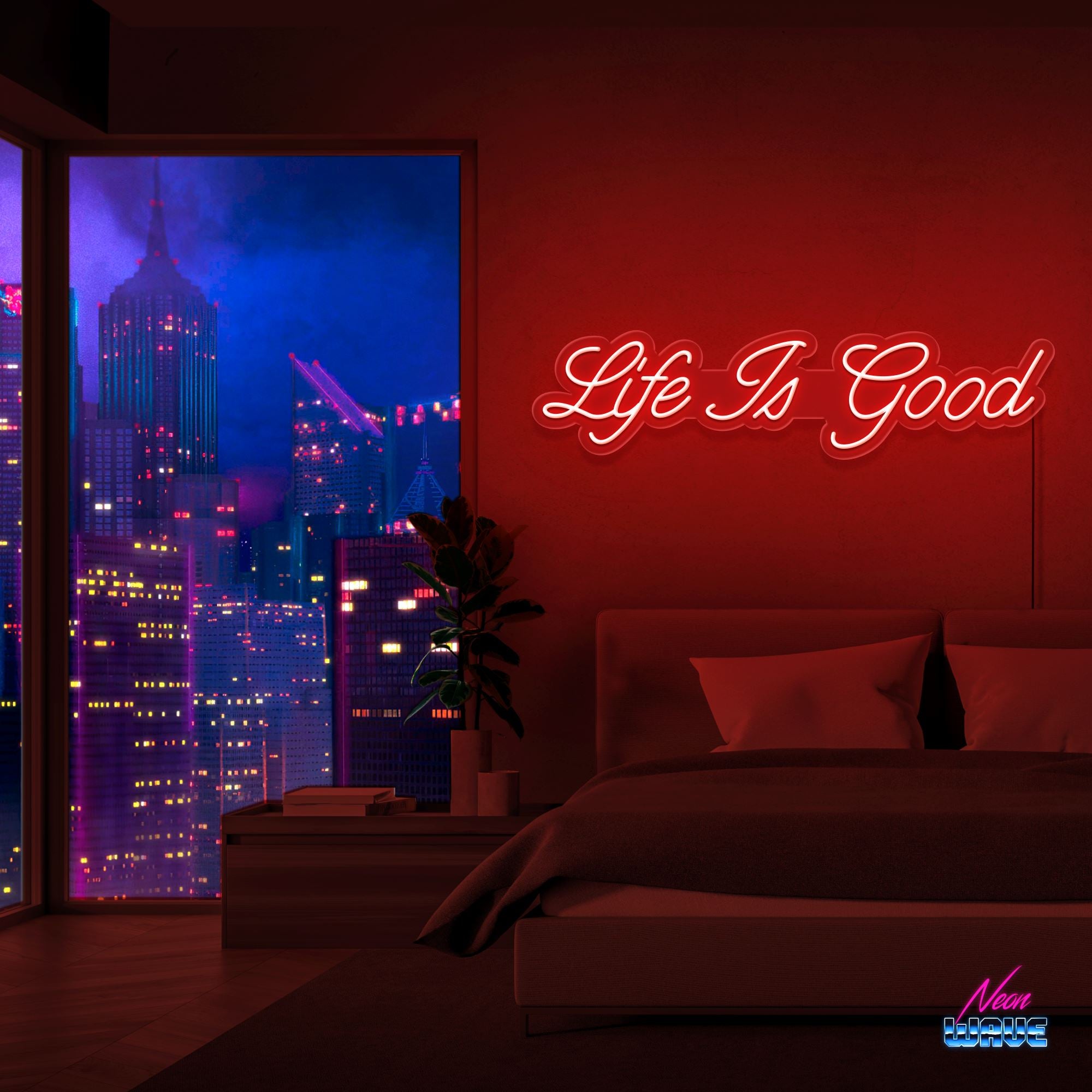 Life is Good Neon Sign Neonwave.ch 75 cm Rot 