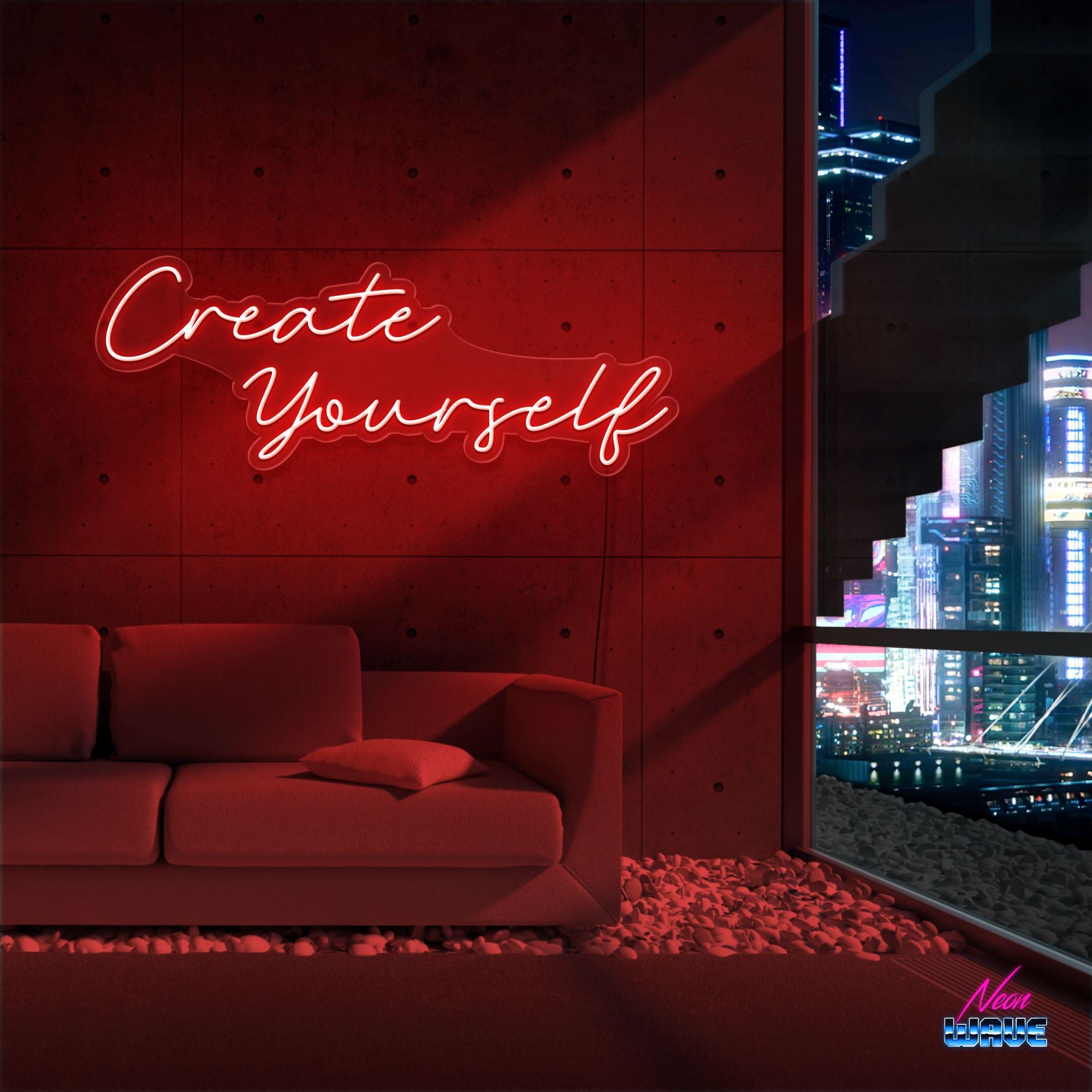 CREATE YOURSELF Neon Sign Neonwave.ch 100cm Rot 