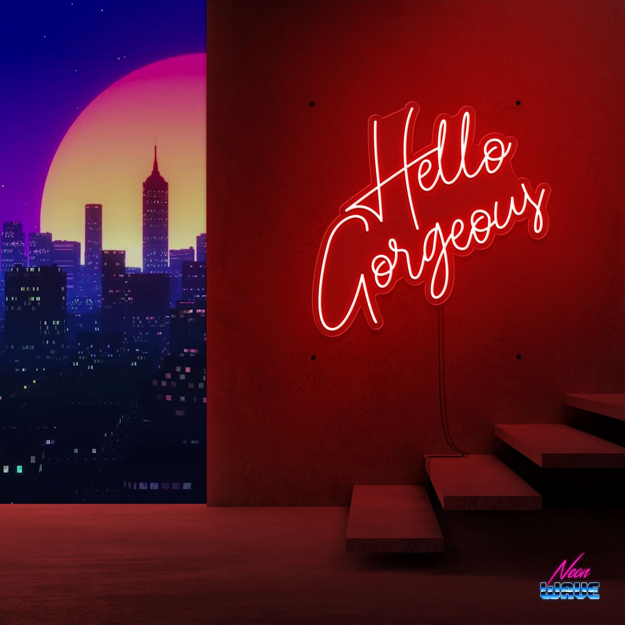 HELLO GORGEOUS Neon Sign Neonwave.ch 75cm Rot 