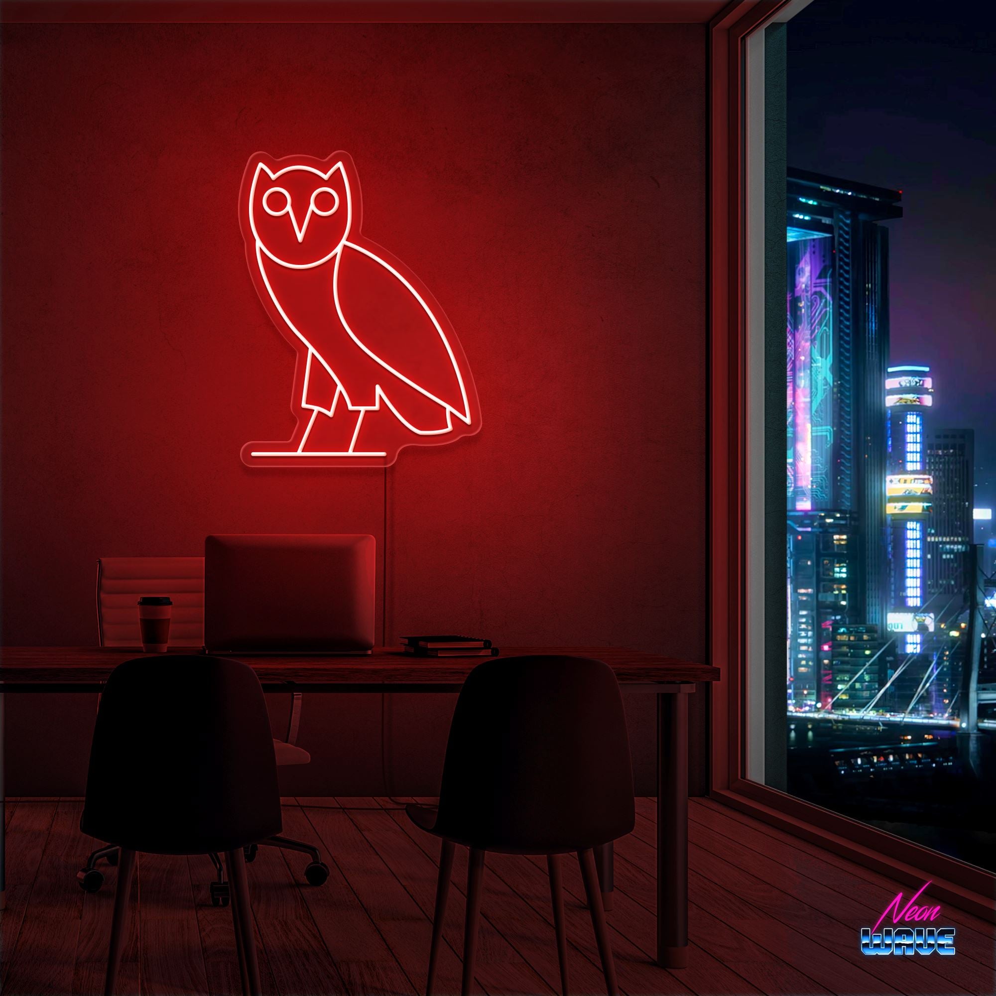 Ovo Owl by "Drake" Neon Sign Neonwave.ch 50cm Rot 