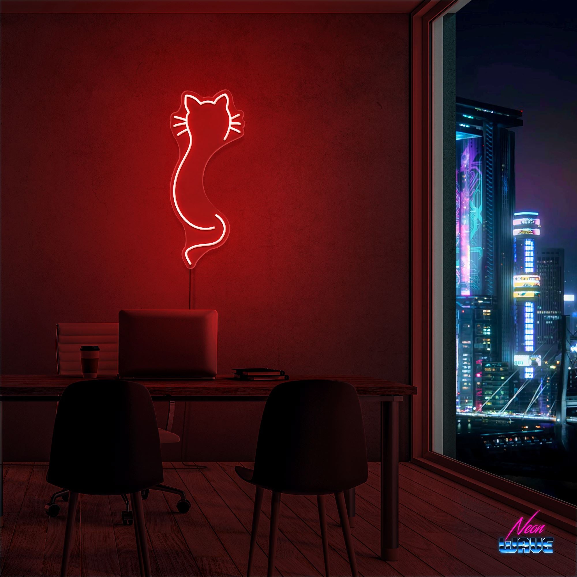 Cat Neon Sign Neonwave.ch 50cm Rot 