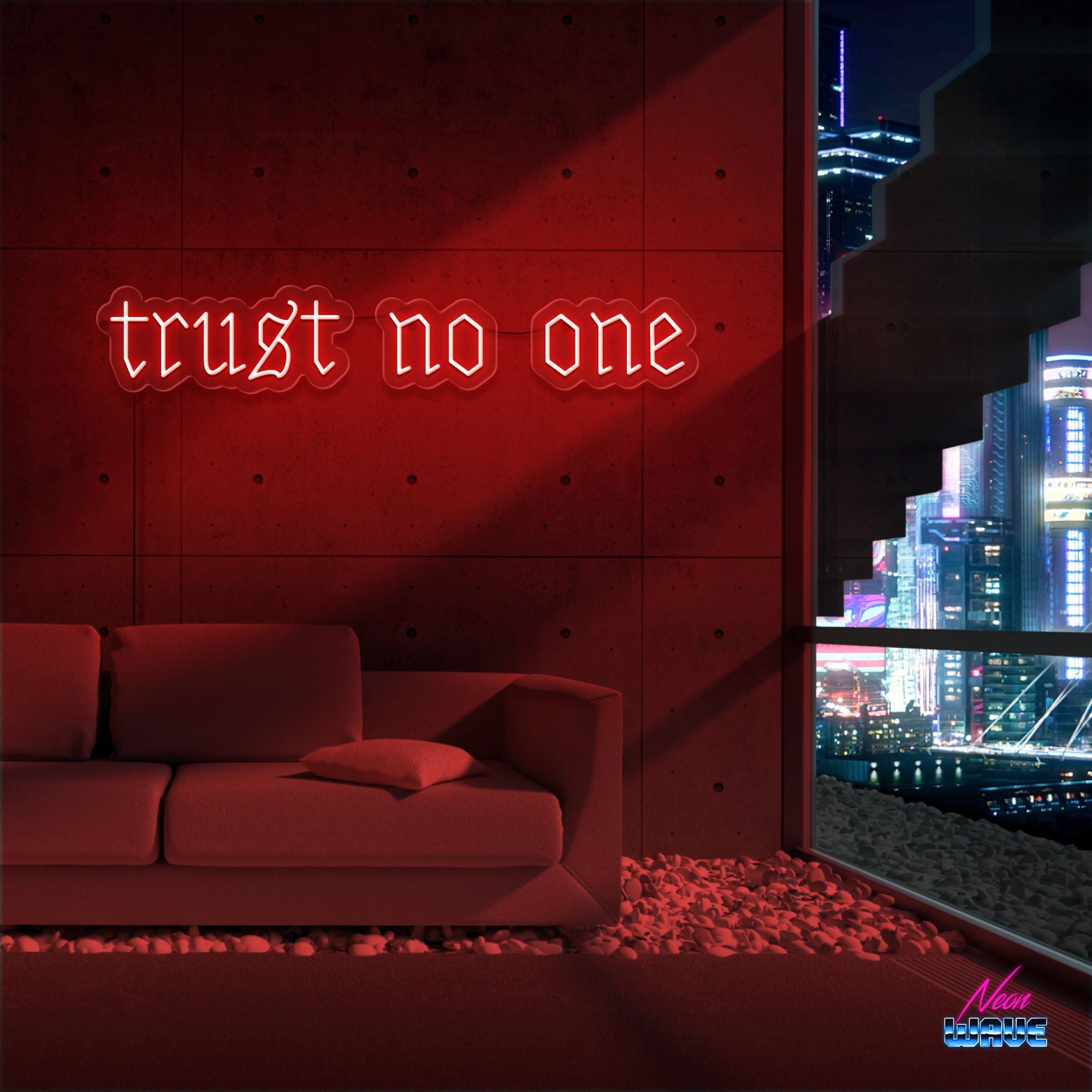 trust no one Neon Sign Neonwave.ch 50cm Rot 