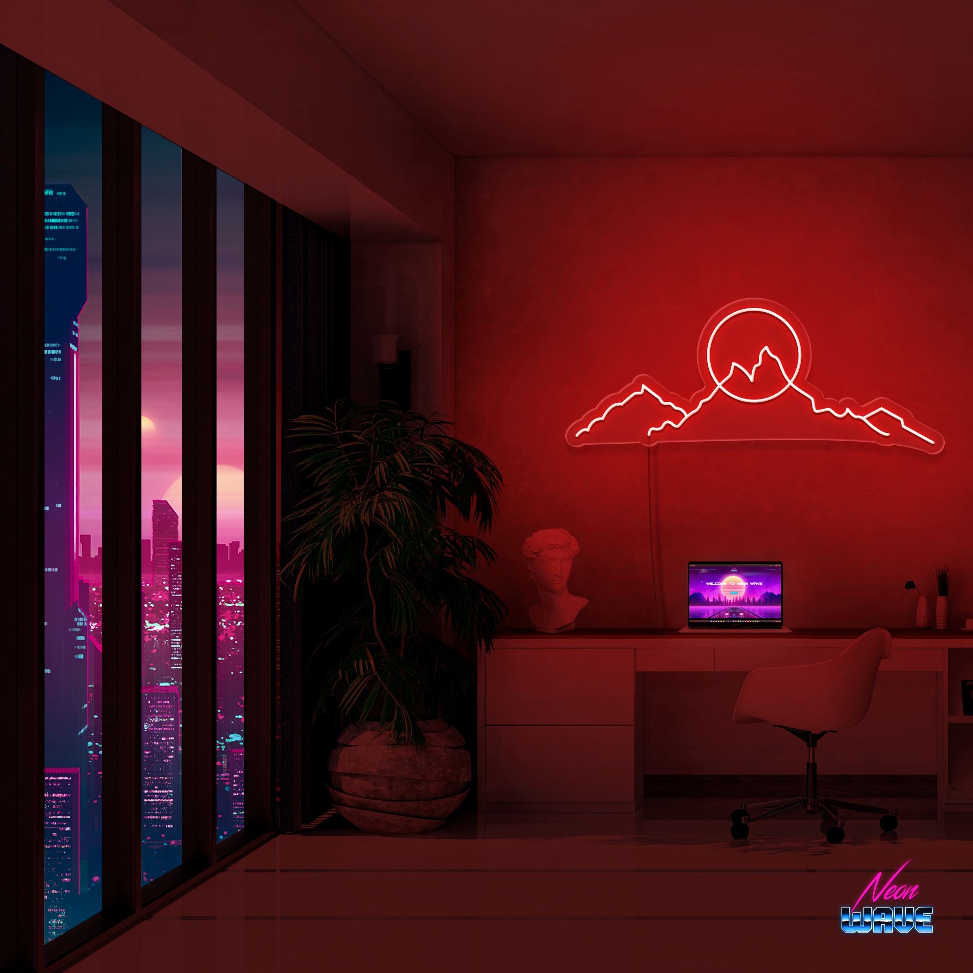 Mountain Romantic Neon Sign Neonwave.ch 50cm Rot 